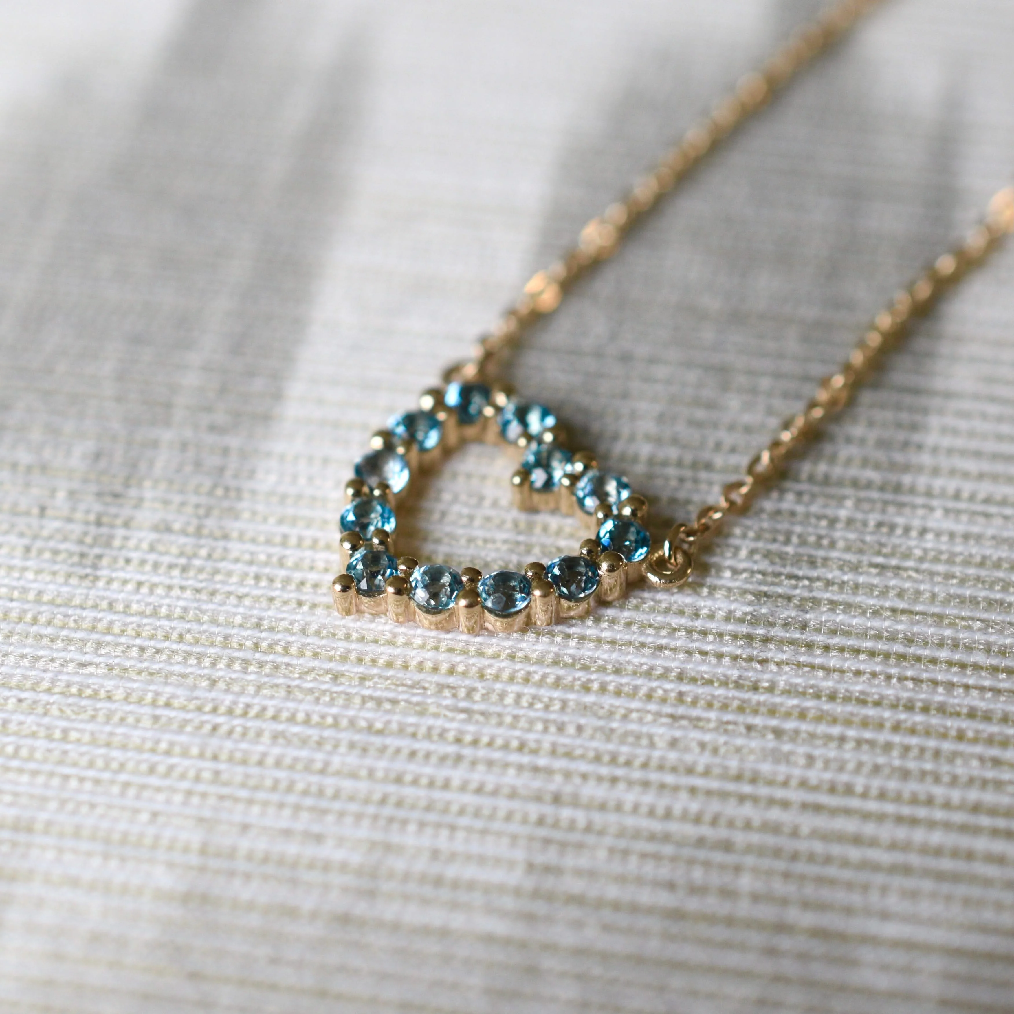 Rosecliff Small Heart Nantucket Blue Topaz Necklace in 14k Gold (December) - Image 6