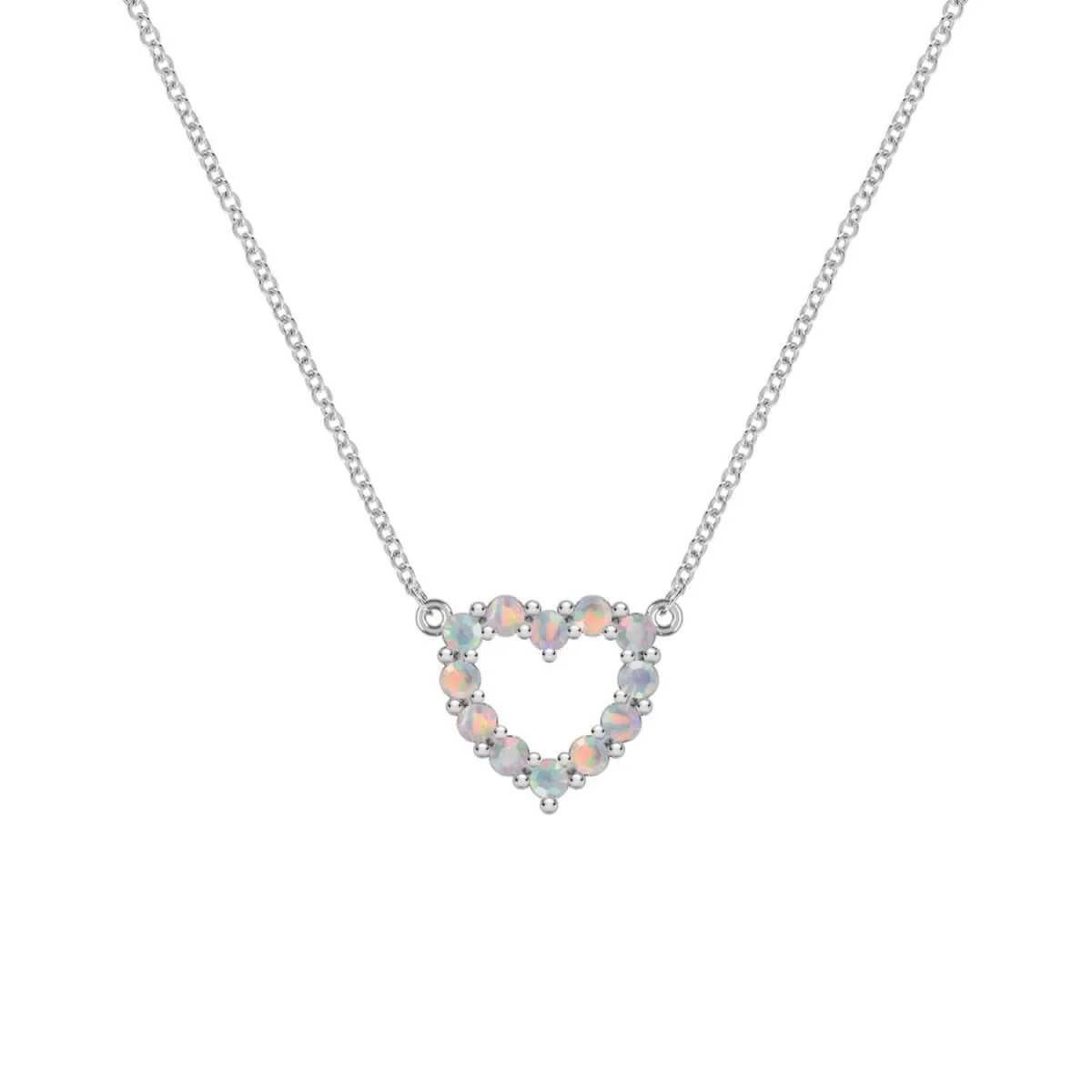Rosecliff Small Heart Opal Necklace in 14k Gold (October) - Image 8