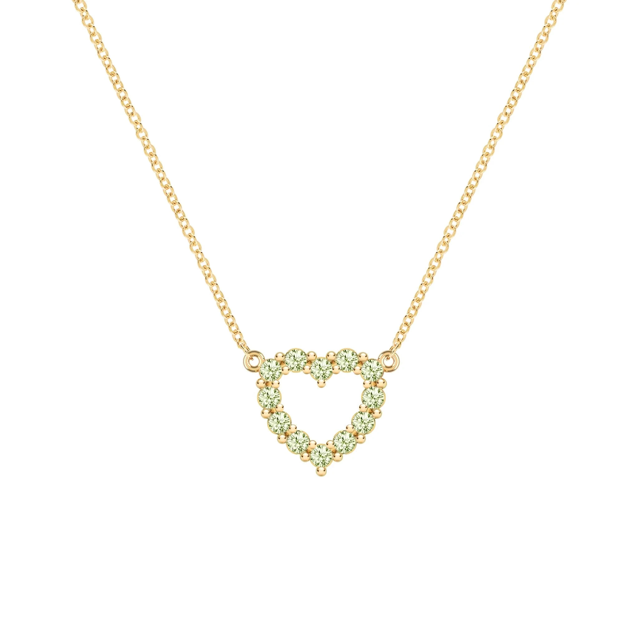 Rosecliff Small Heart Peridot Necklace in 14k Gold (August)