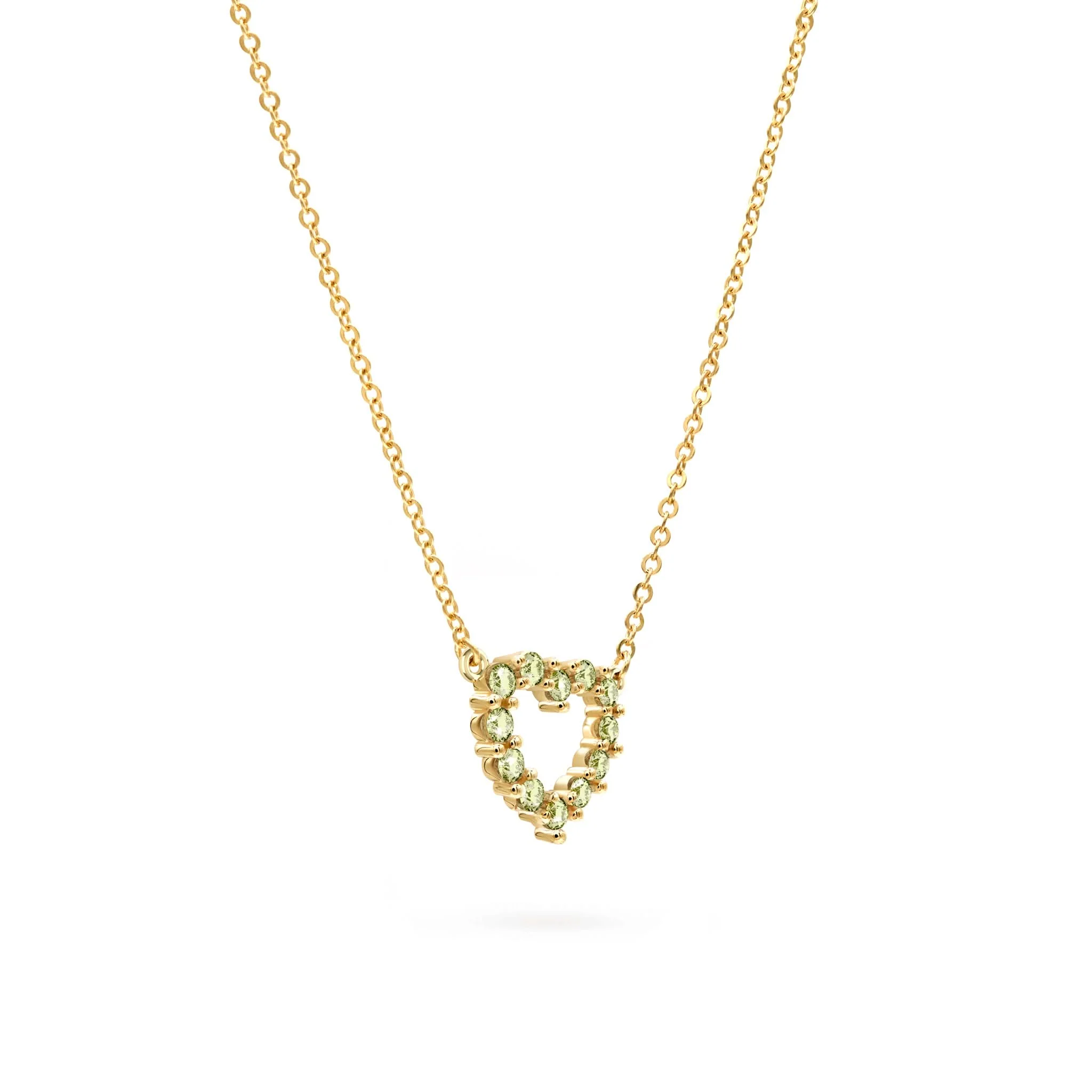Rosecliff Small Heart Peridot Necklace in 14k Gold (August) - Image 4
