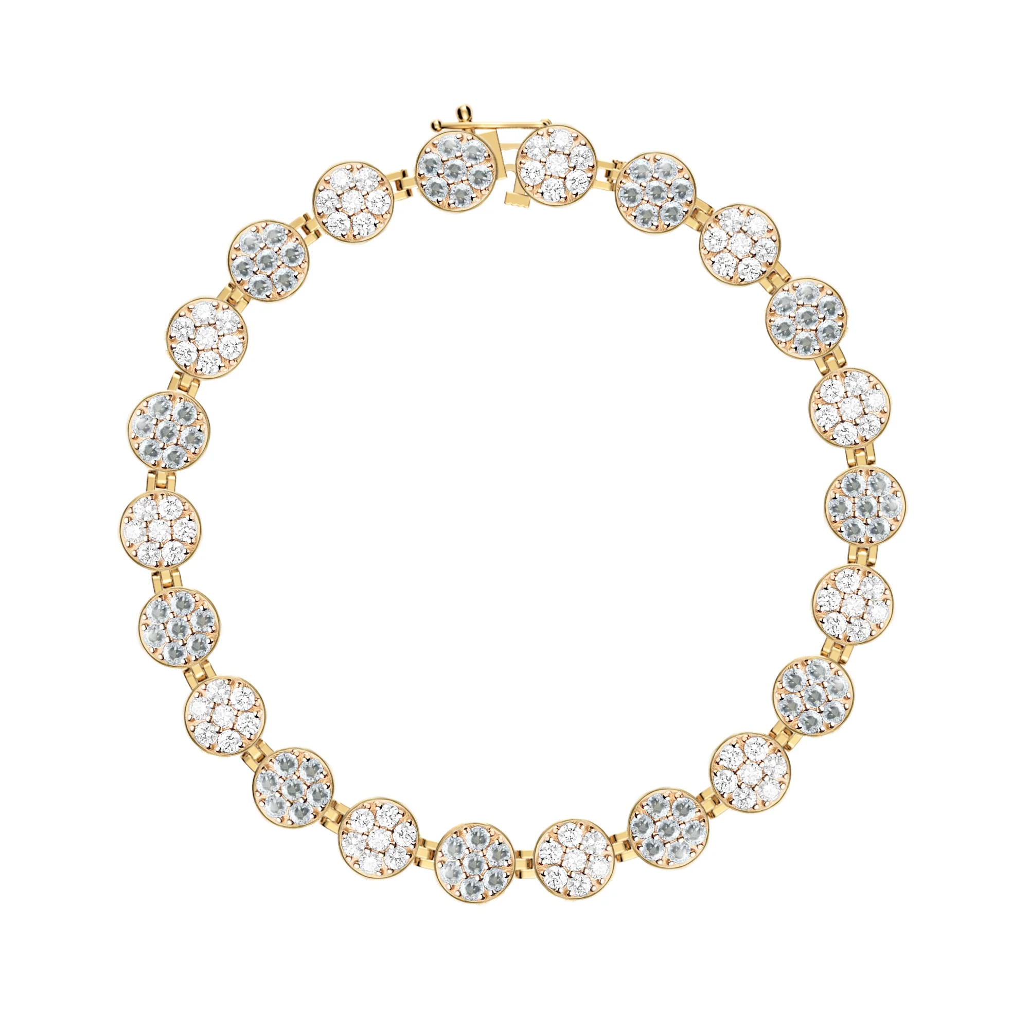 Rosecliff Tennis Diamond & Aquamarine Bracelet in 14k Gold (March) - Image 4