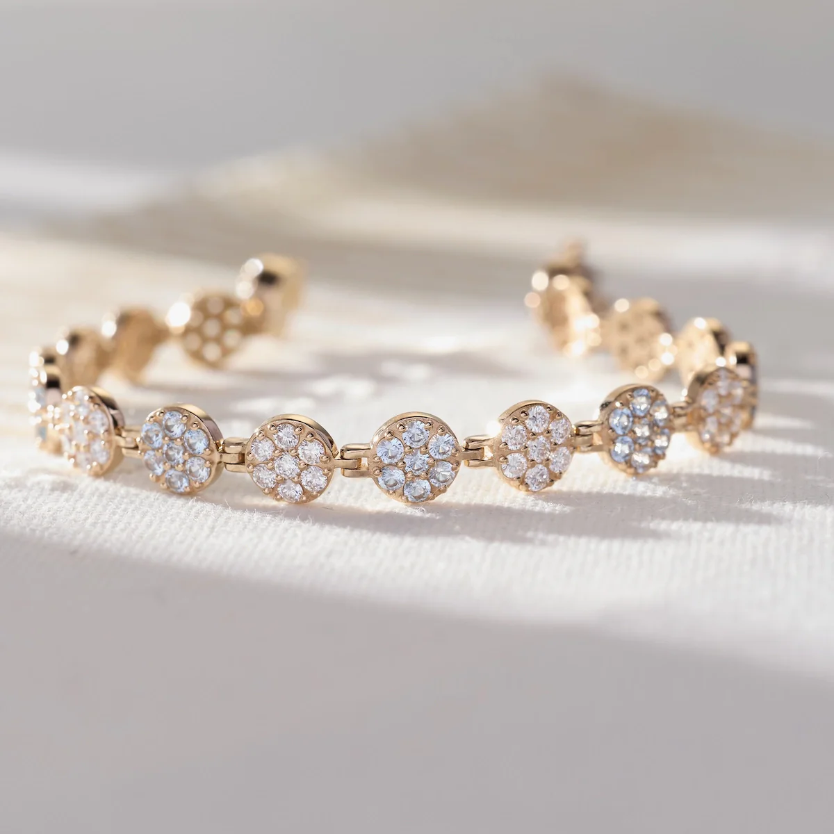 Rosecliff Tennis Diamond & Aquamarine Bracelet in 14k Gold (March) - Image 6