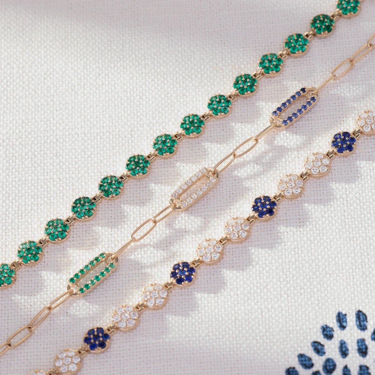 Adelaide 3 Pavé Birthstone Link Bracelet in 14k Gold - Image 13