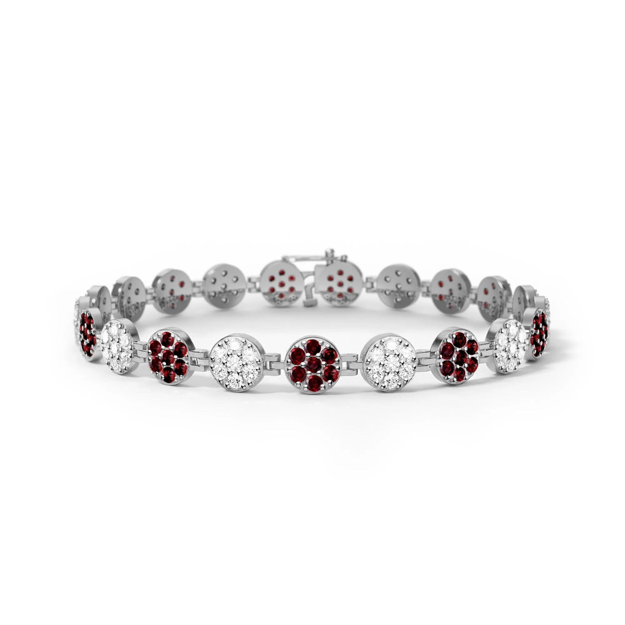 Rosecliff Tennis Diamond & Garnet Bracelet in 14k Gold (January) - Image 5