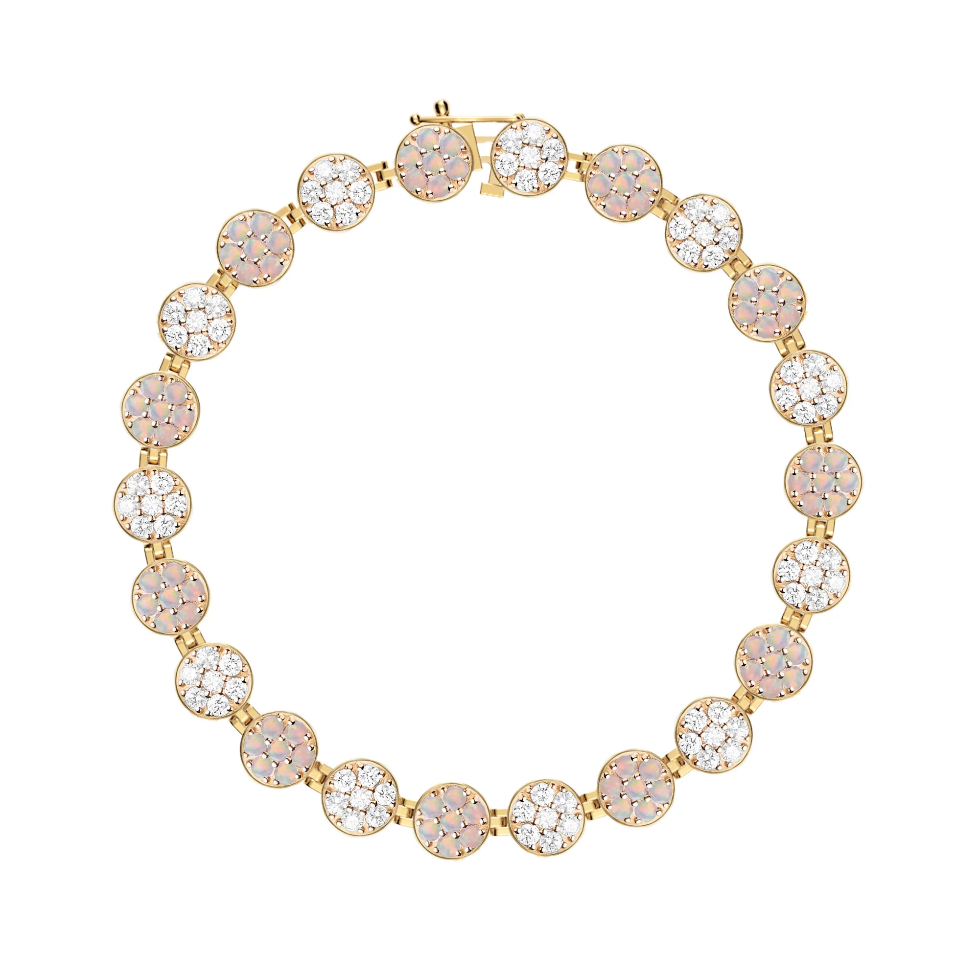 Rosecliff Tennis Diamond & Opal Bracelet in 14k Gold (October) - Image 4