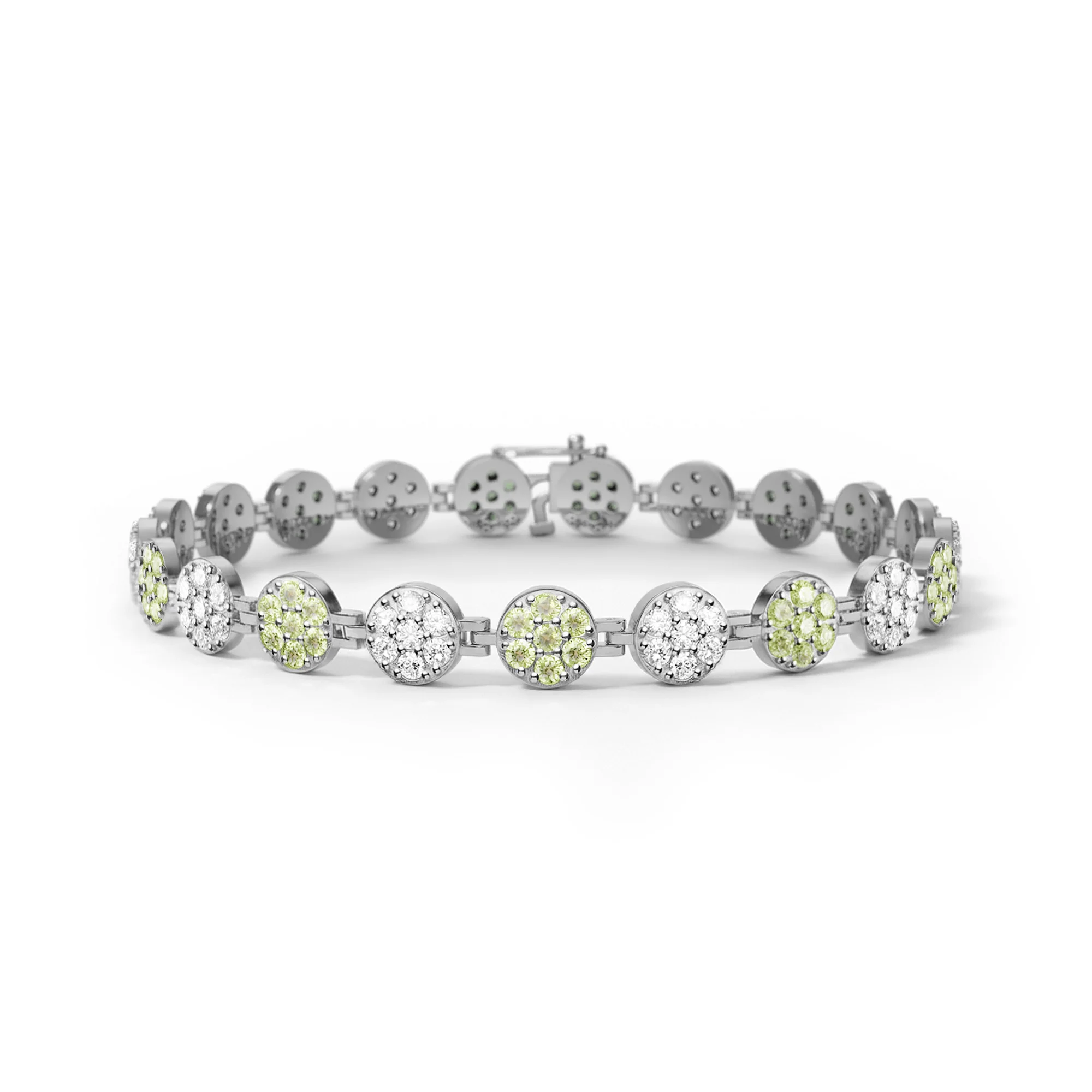 Rosecliff Tennis Diamond & Peridot Bracelet in 14k Gold (August) - Image 5