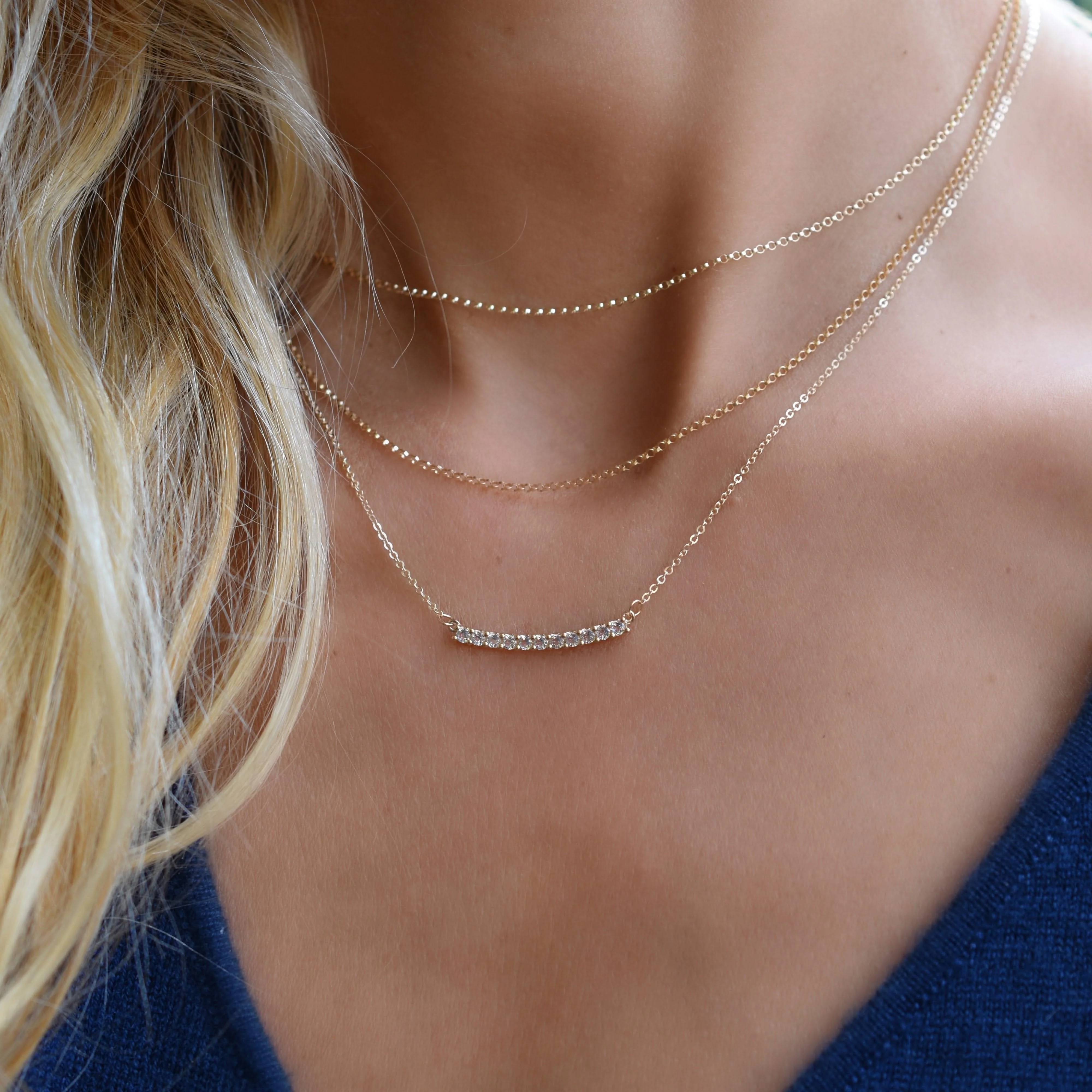 Rosecliff White Topaz Bar Necklace in 14k Gold (April) - Image 6