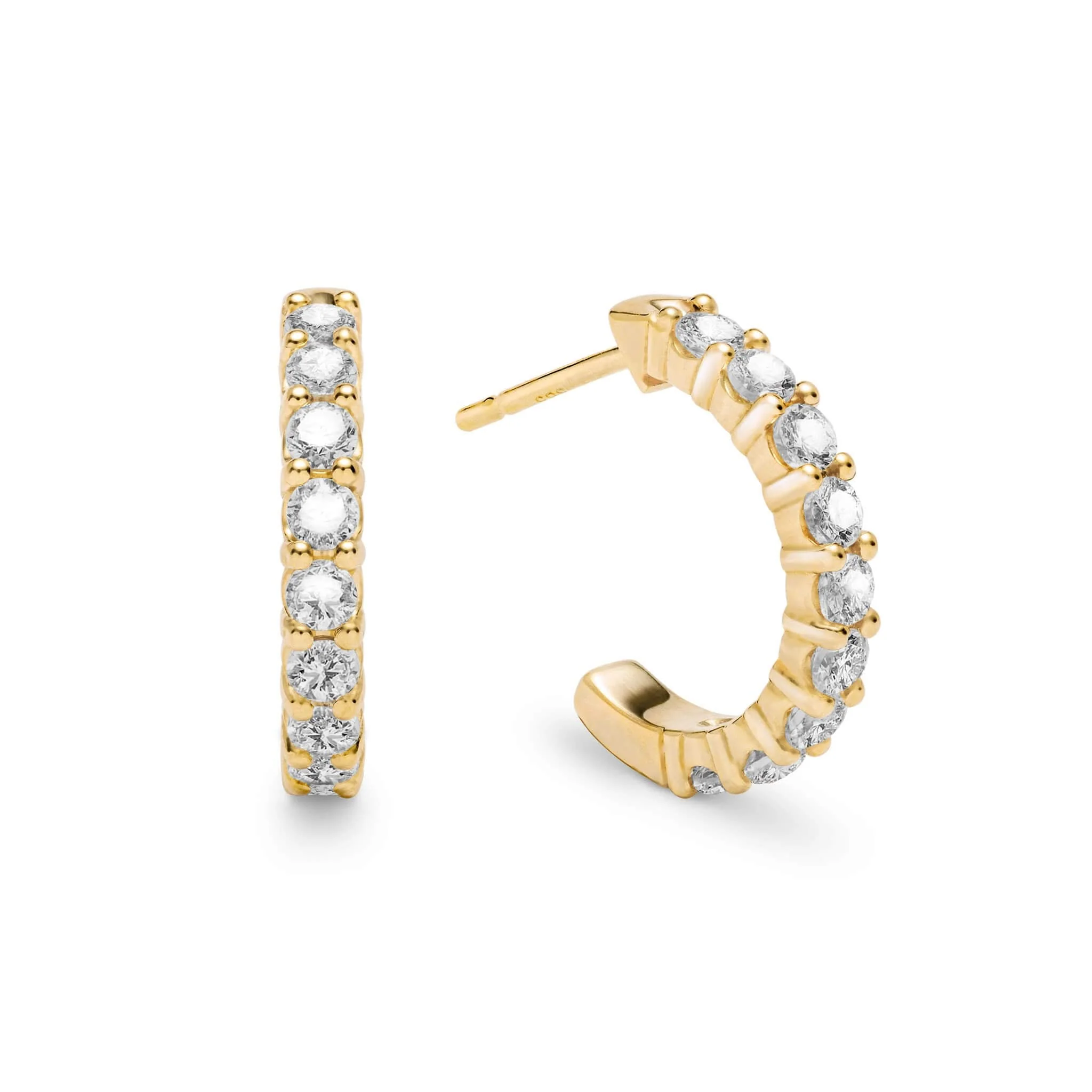 Rosecliff Birthstone Huggie Hoop Earrings in 14k Gold
