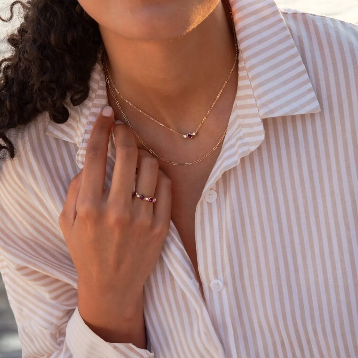 Barrington Ruby Necklace with Diamond Side Stones (July) - Image 2