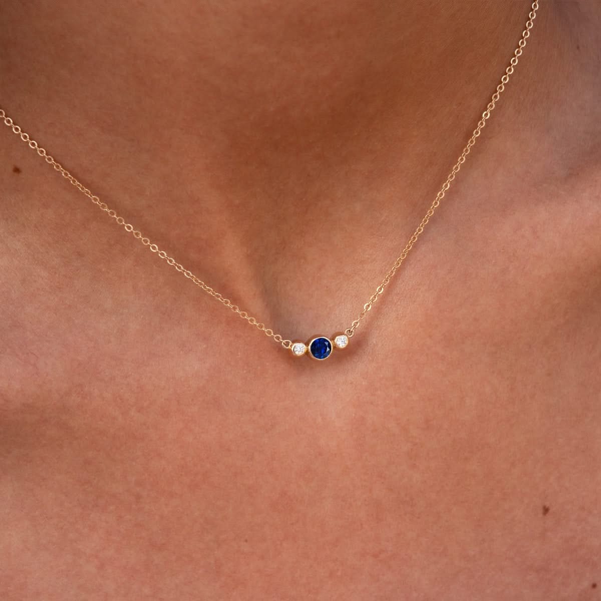Barrington Sapphire Necklace with Diamond Side Stones (September) - Image 3