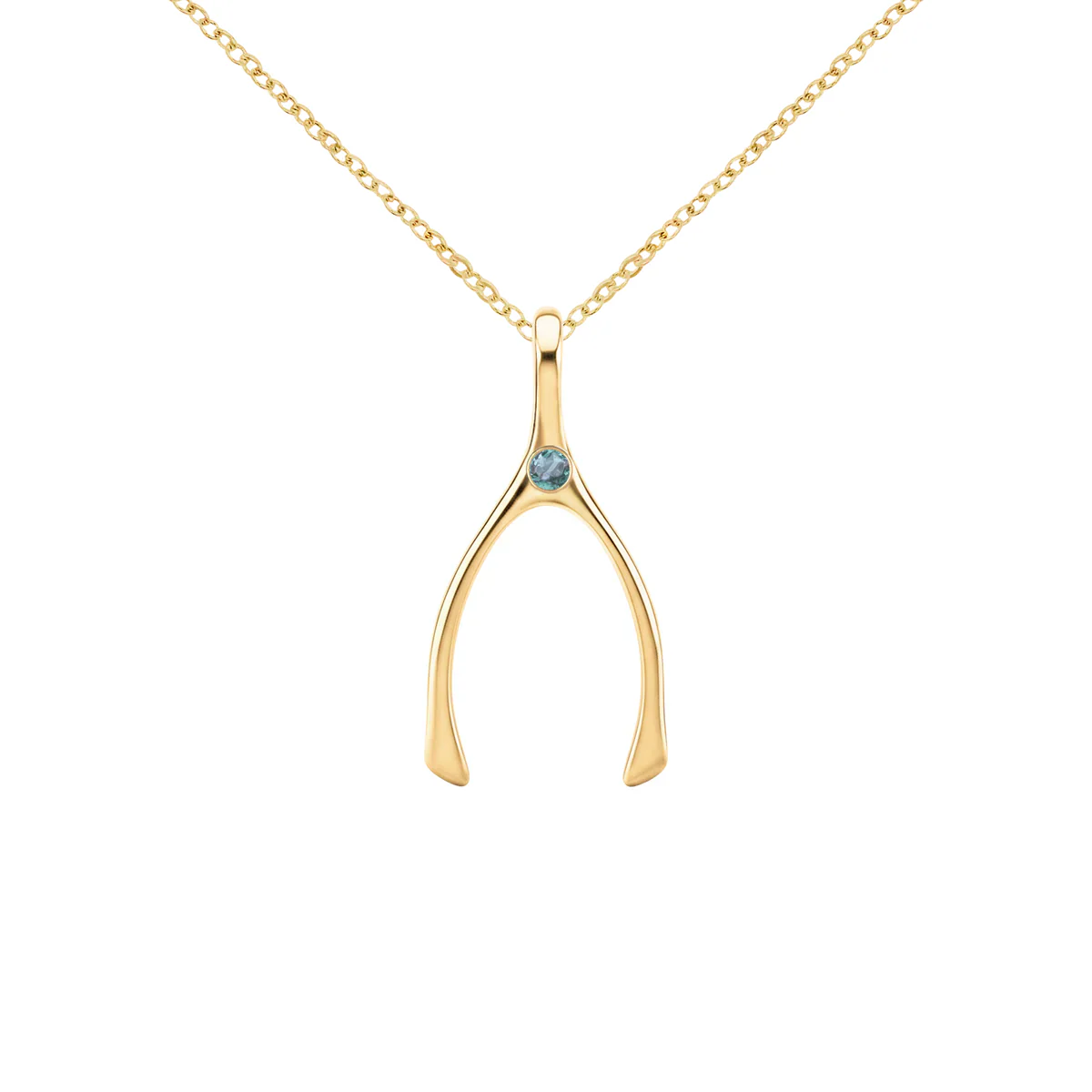 Small Alexandrite Wishbone Pendant in Solid 14k Gold (June) - Image 8