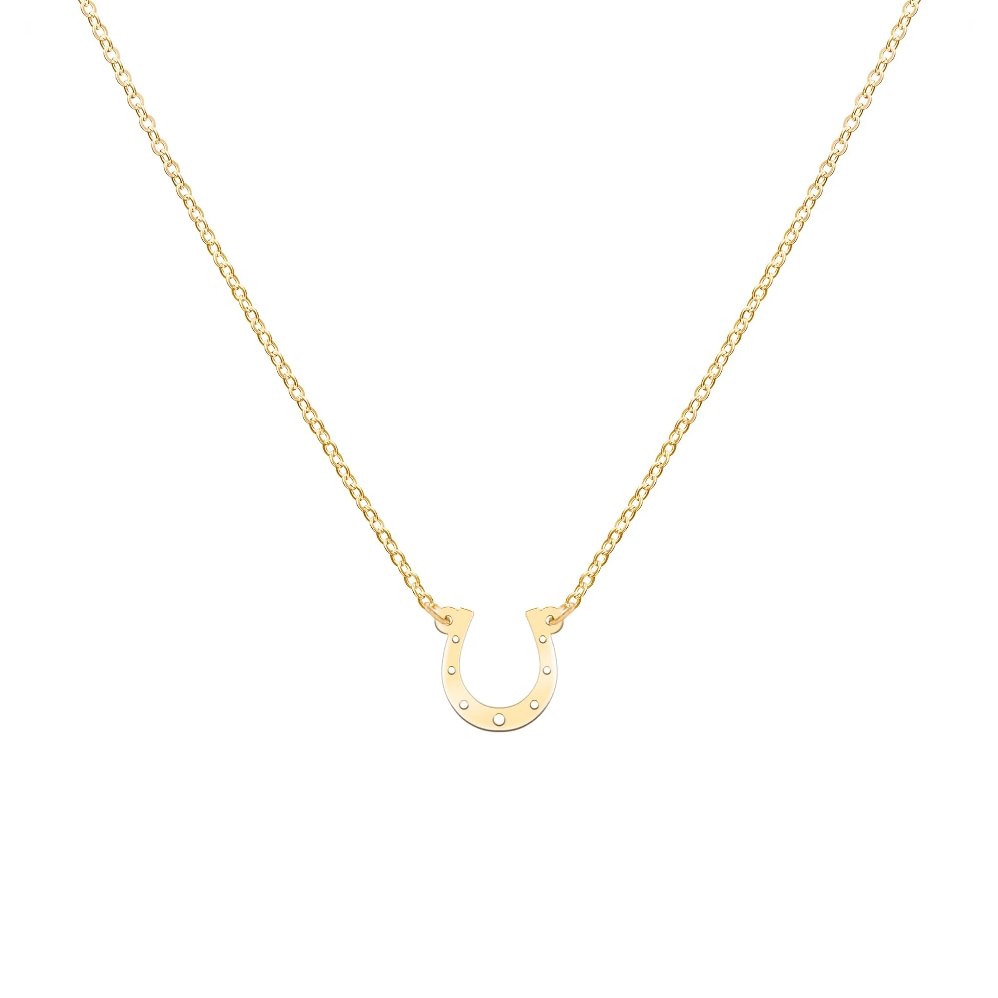 Small Flat Horseshoe Necklace in 14k Gold