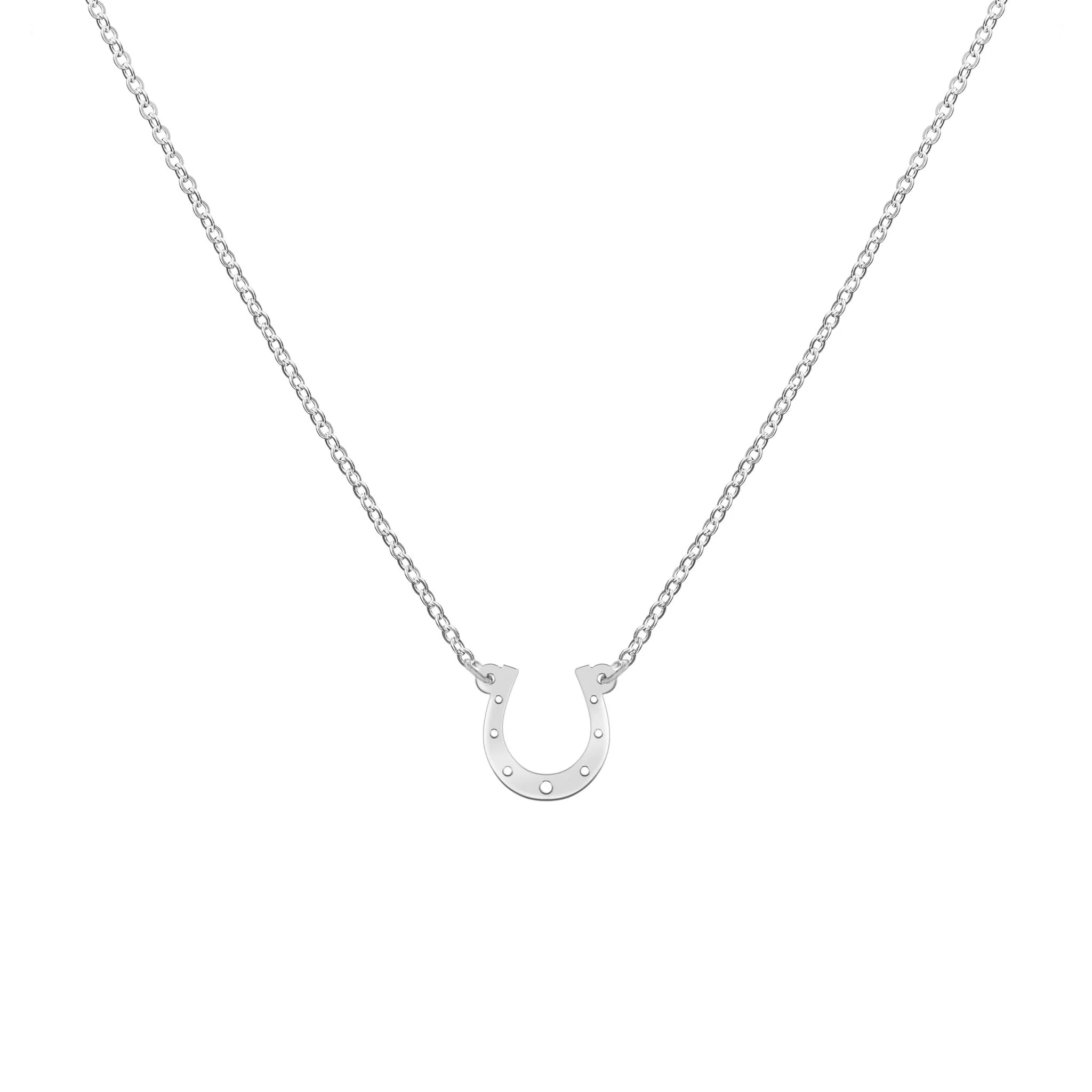 Small Flat Horseshoe Necklace in 14k Gold - Image 5