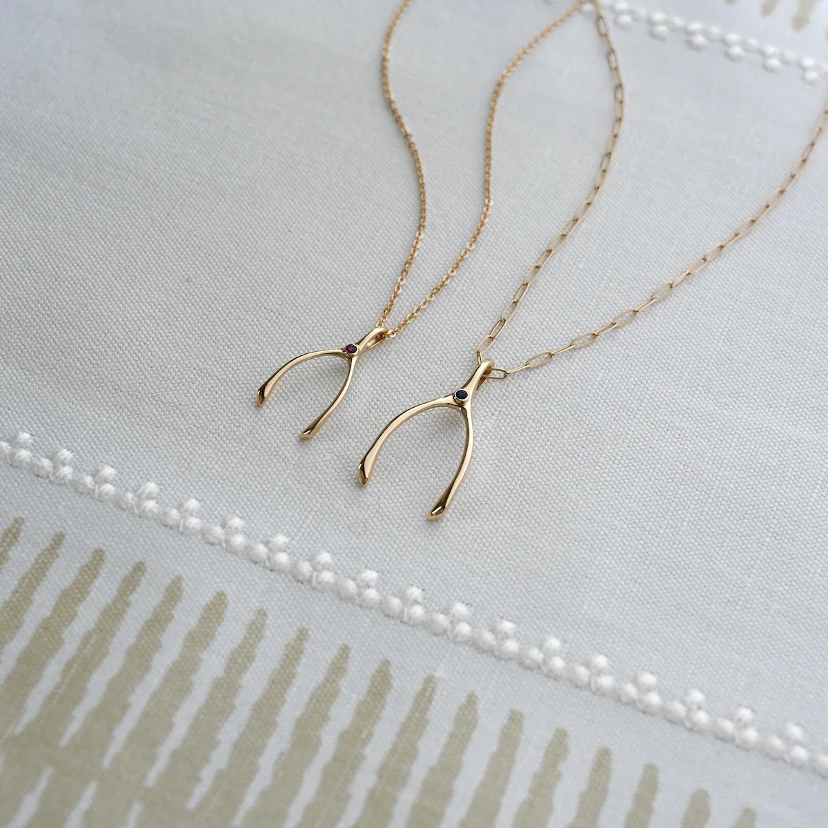Small Wishbone Birthstone Pendant in 14K Gold - Image 6