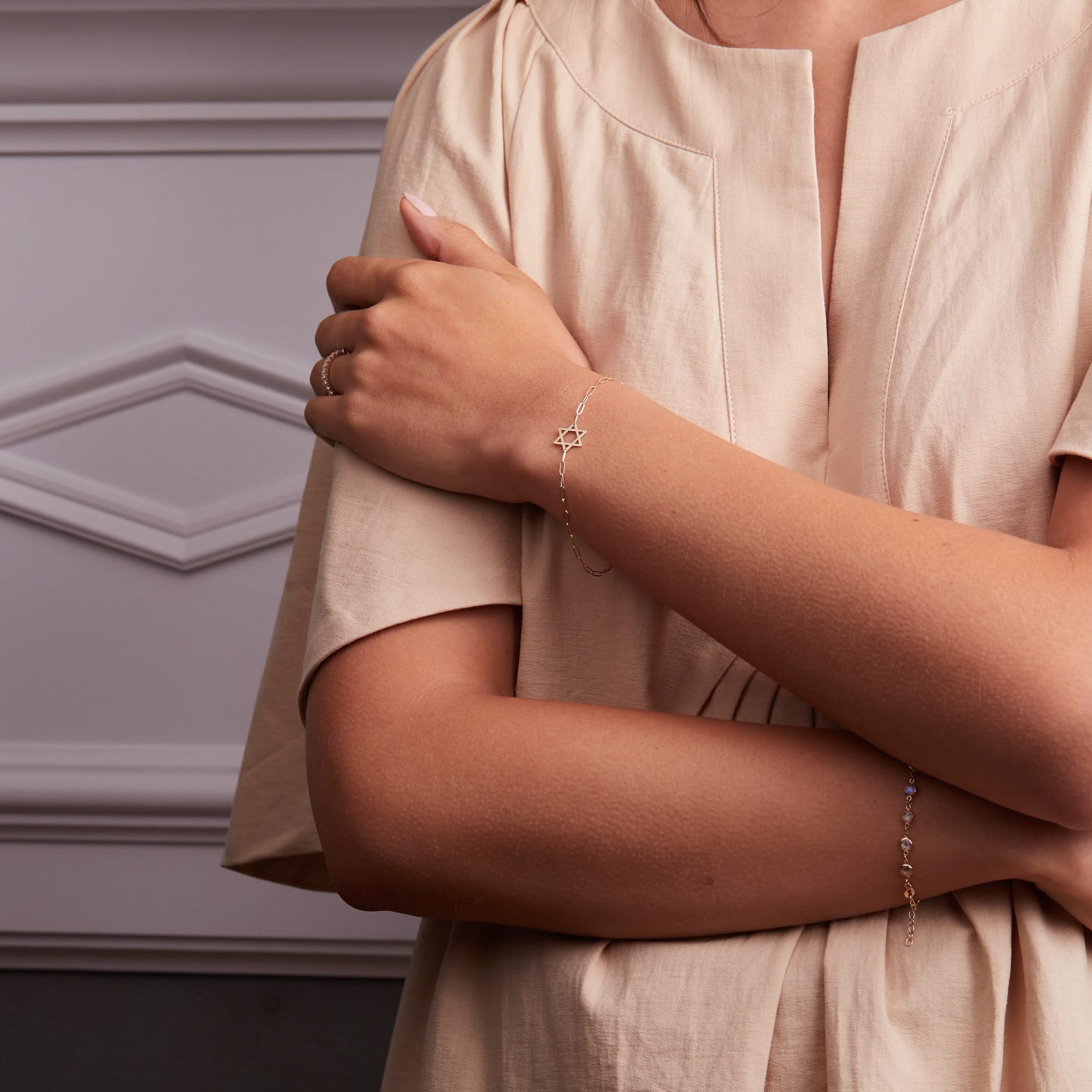 Star of David Adelaide Mini Bracelet in 14k Gold - Image 2