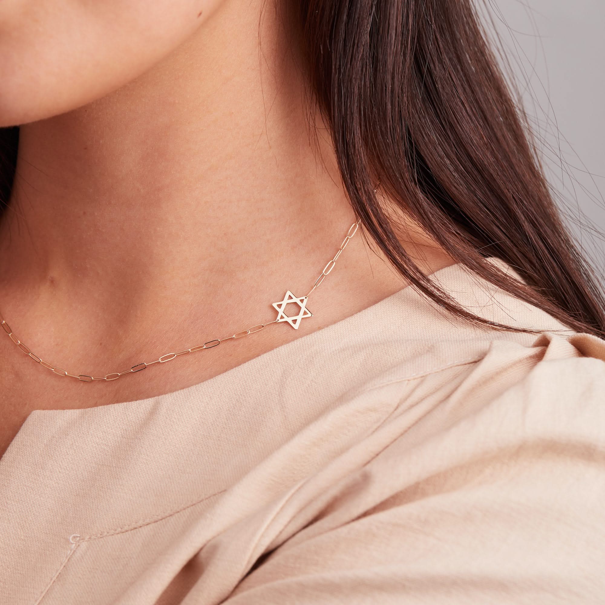 Star of David Adelaide Mini Necklace in 14k Gold - Image 3