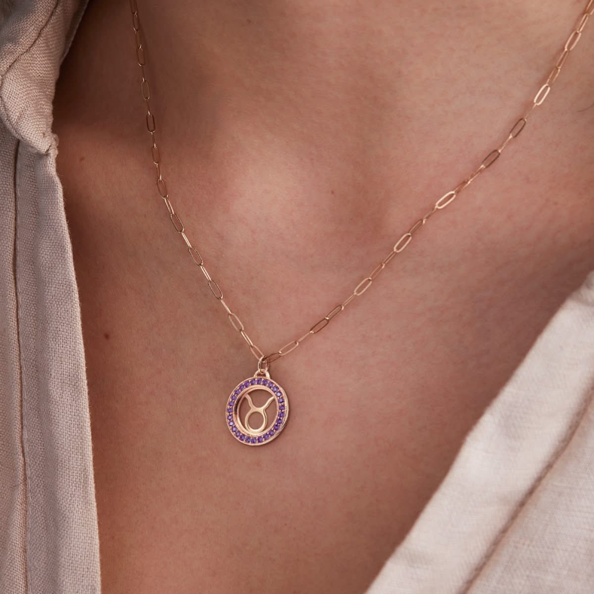 Taurus & Birthstone Pendant in 14k Gold - Image 3