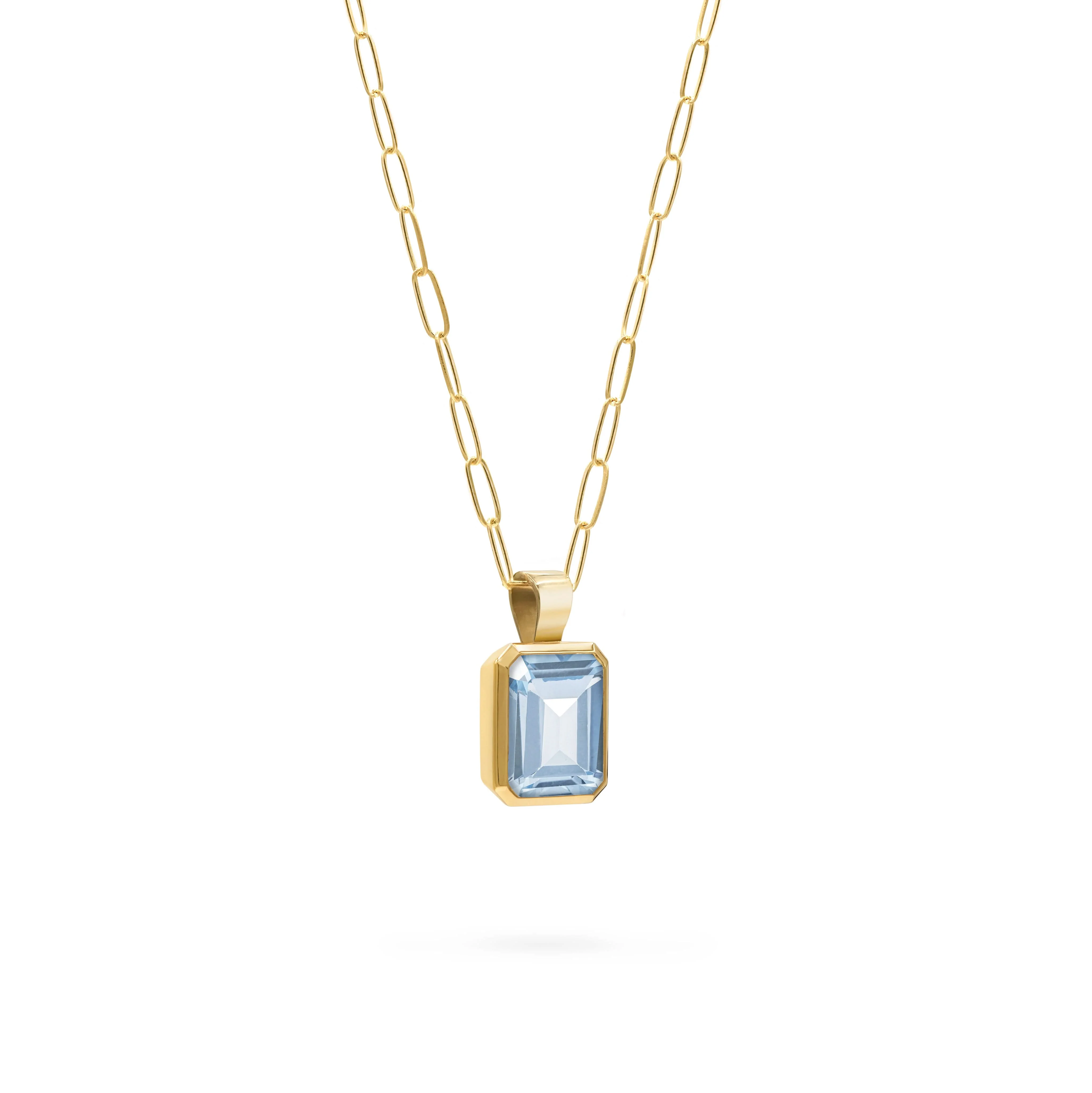 Warren Aquamarine Pendant in 14k Gold (March) - Image 4