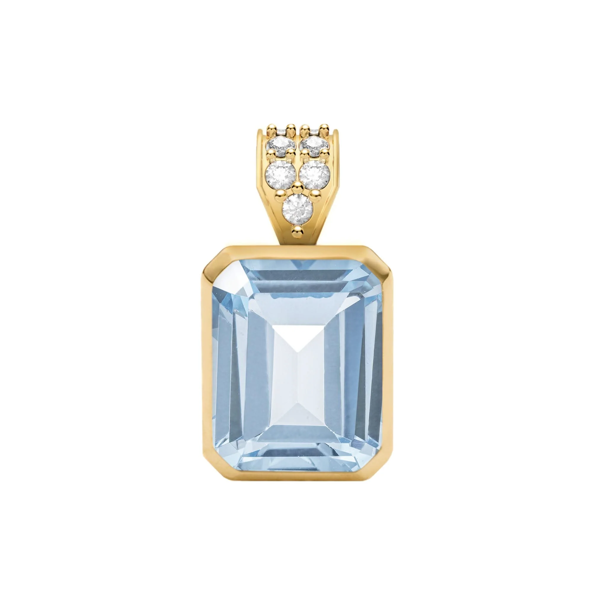 Warren Aquamarine Pendant with Diamond Bail in 14k Gold (March)