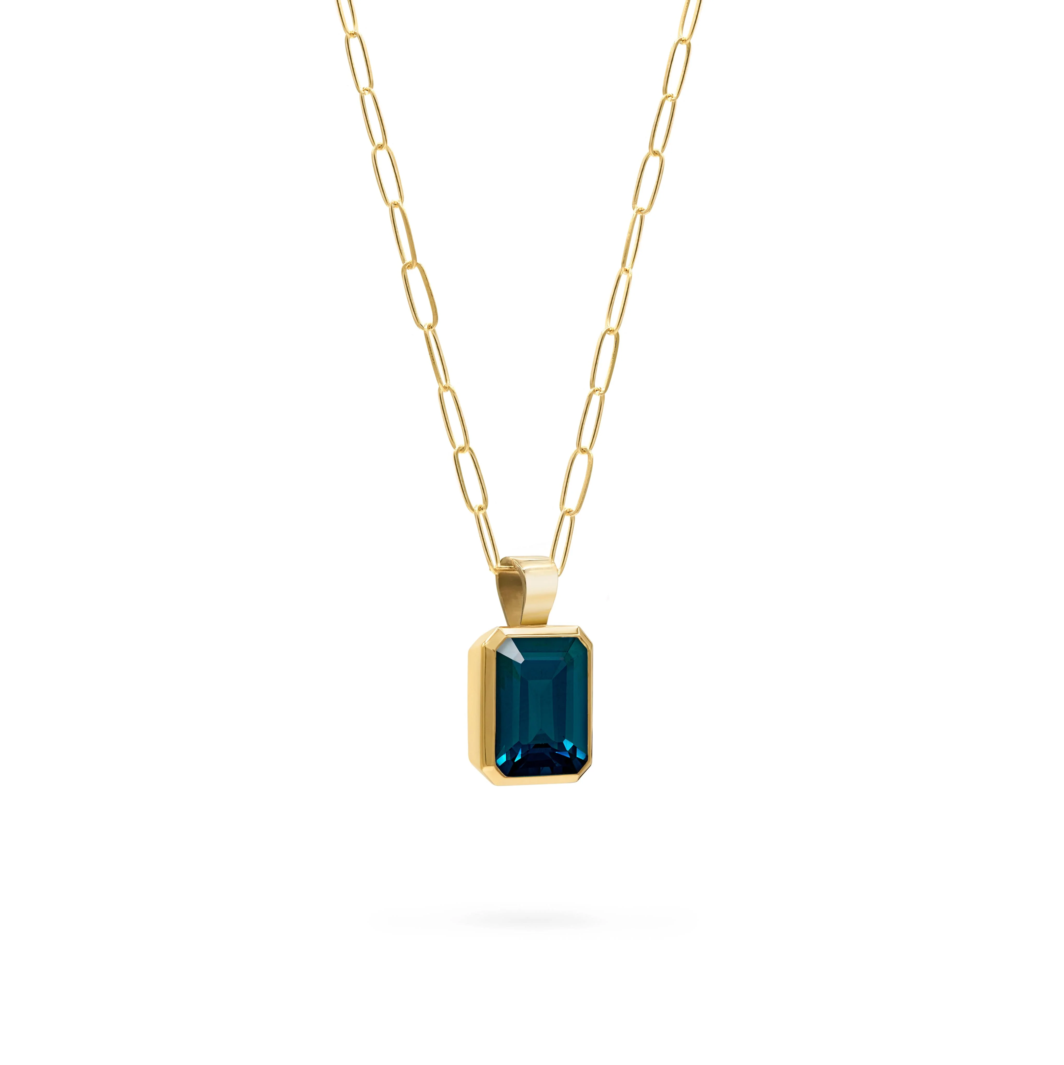 Warren Atlantic Blue Topaz Pendant in 14k Gold (December) - Image 4