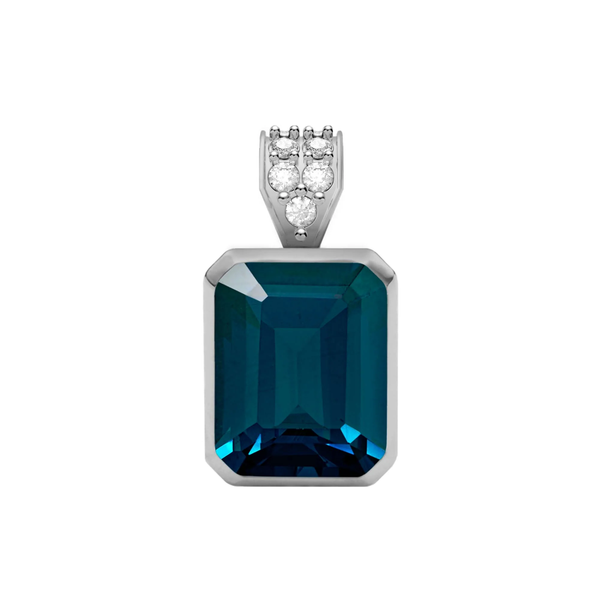 Warren Atlantic Blue Topaz Pendant with Diamond Bail in 14k Gold (December) - Image 5