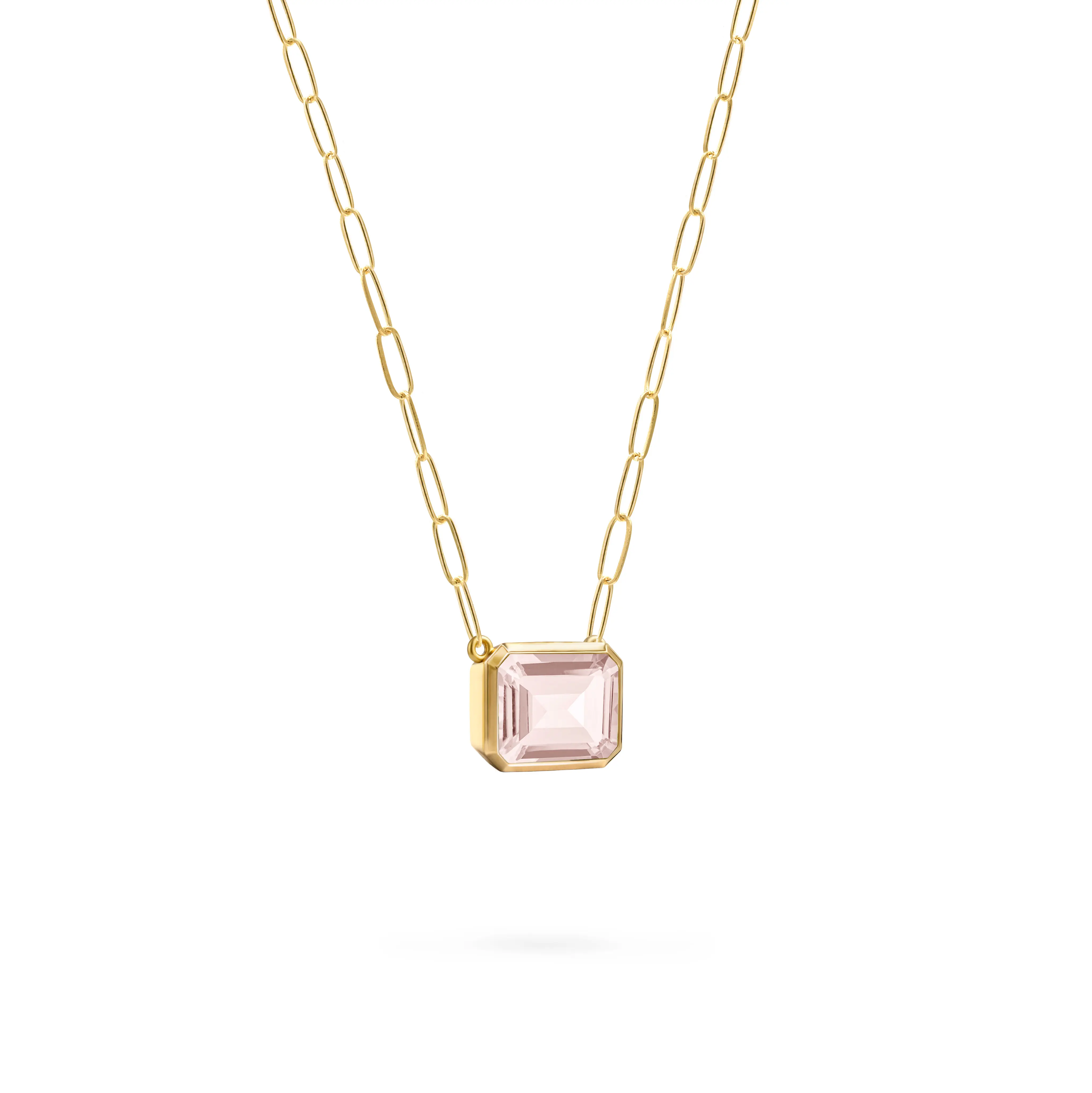 Warren Blush Sapphire Necklace on Adelaide Mini Chain in 14k Gold (October) - Image 4