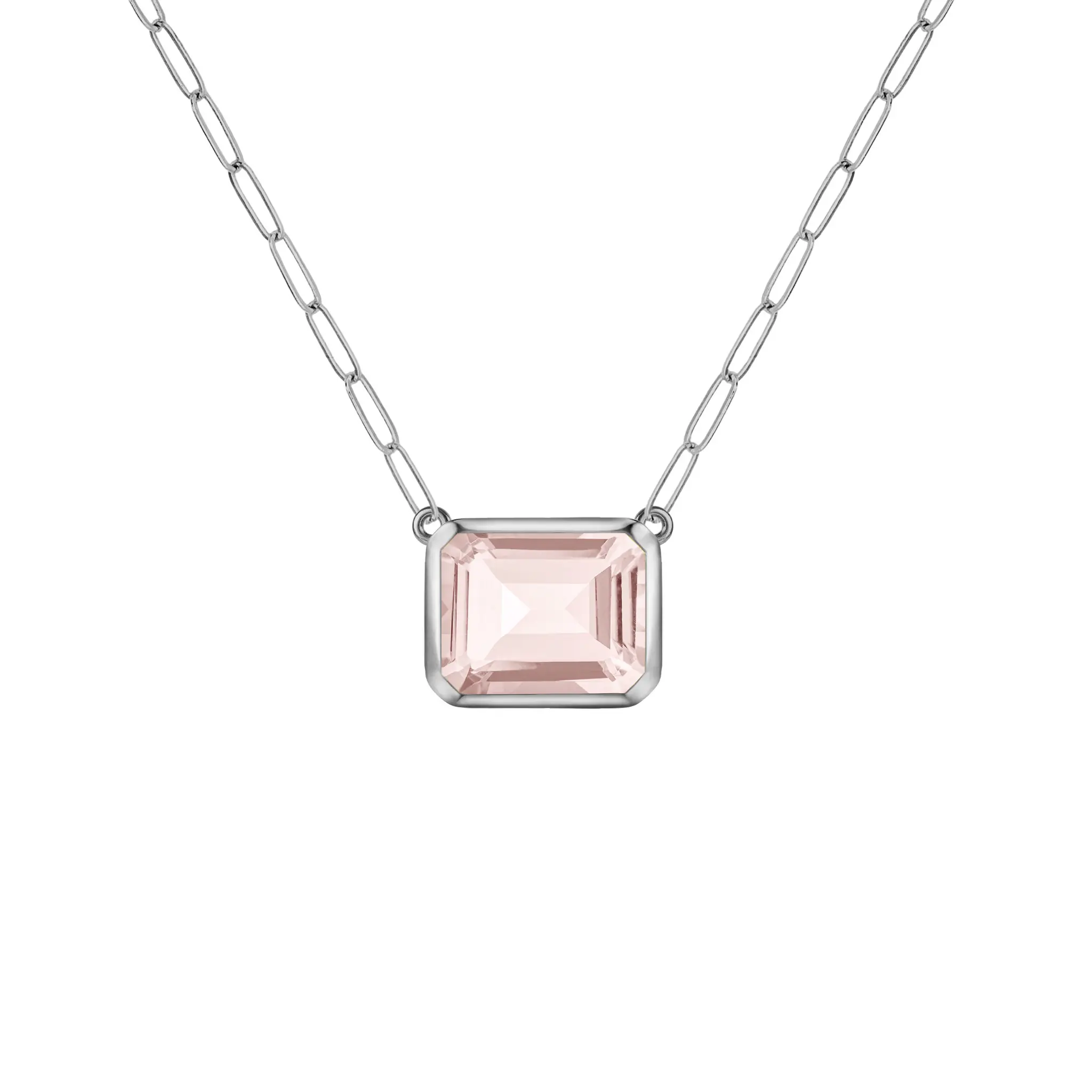 Warren Blush Sapphire Necklace on Adelaide Mini Chain in 14k Gold (October) - Image 7