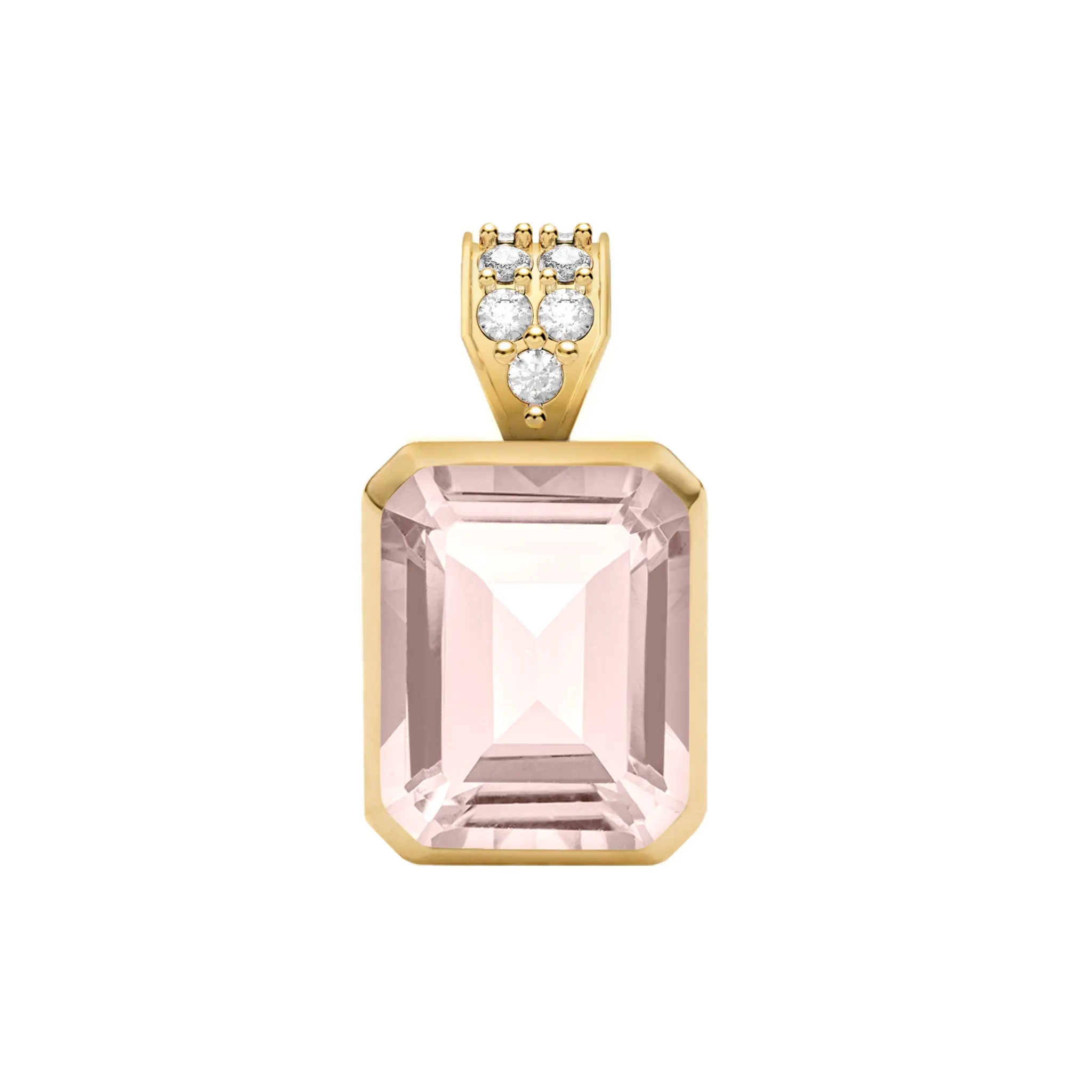 Warren Blush Sapphire Pendant with Diamond Bail in 14k Gold (October)