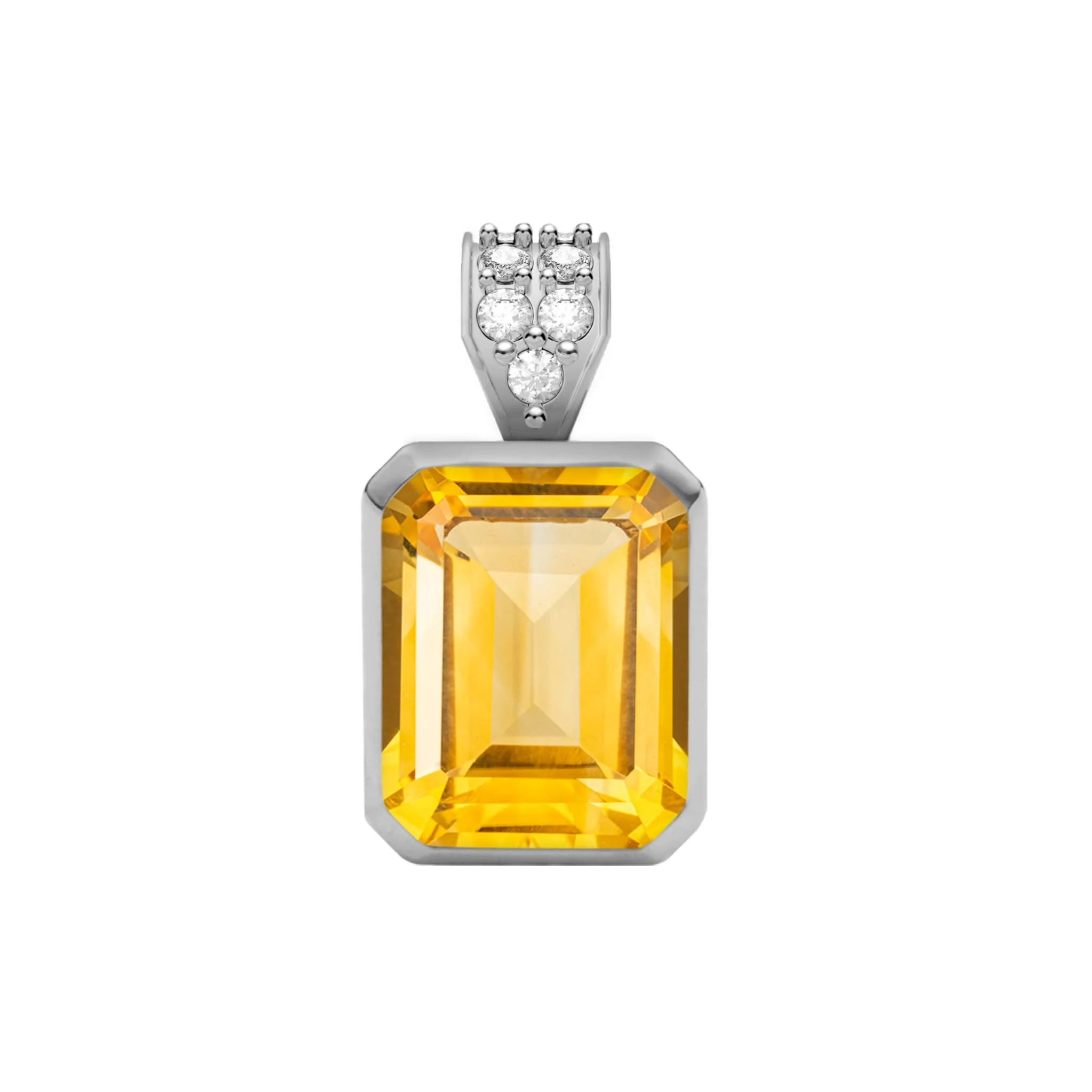 Warren Citrine Pendant with Diamond Bail in 14k Gold (November) - Image 5