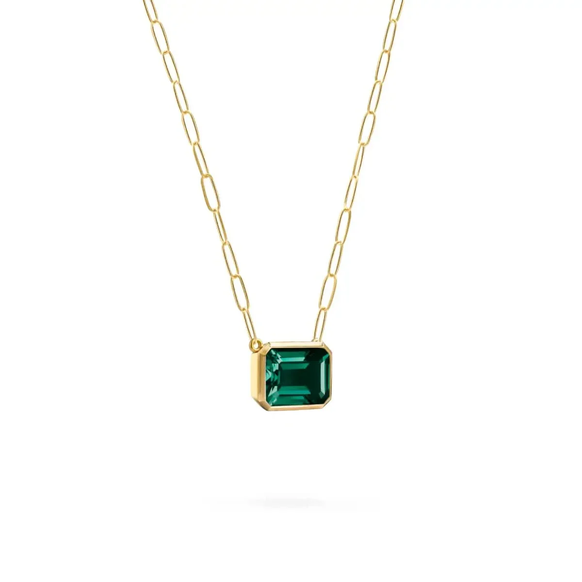 Warren Emerald Necklace on Adelaide Mini Chain in 14k Gold (May) - Image 4