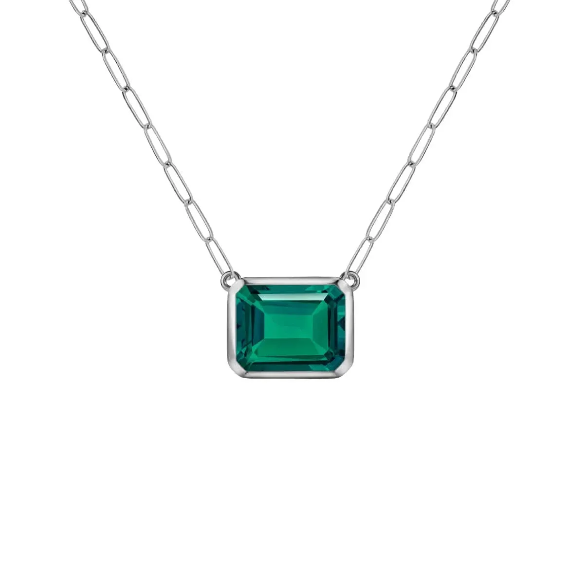 Warren Emerald Necklace on Adelaide Mini Chain in 14k Gold (May) - Image 7