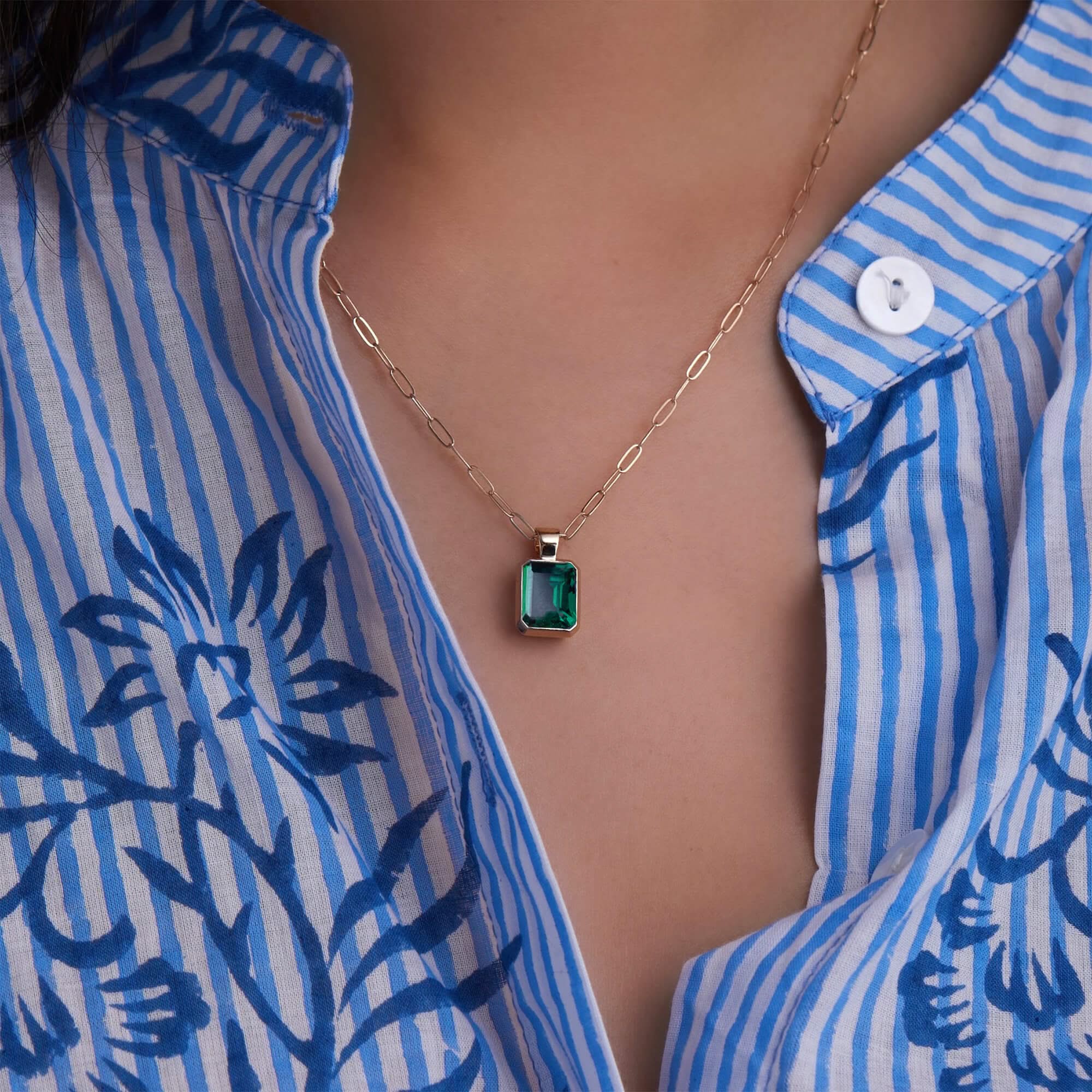 Warren Emerald Pendant in 14k Gold (May) - Image 3