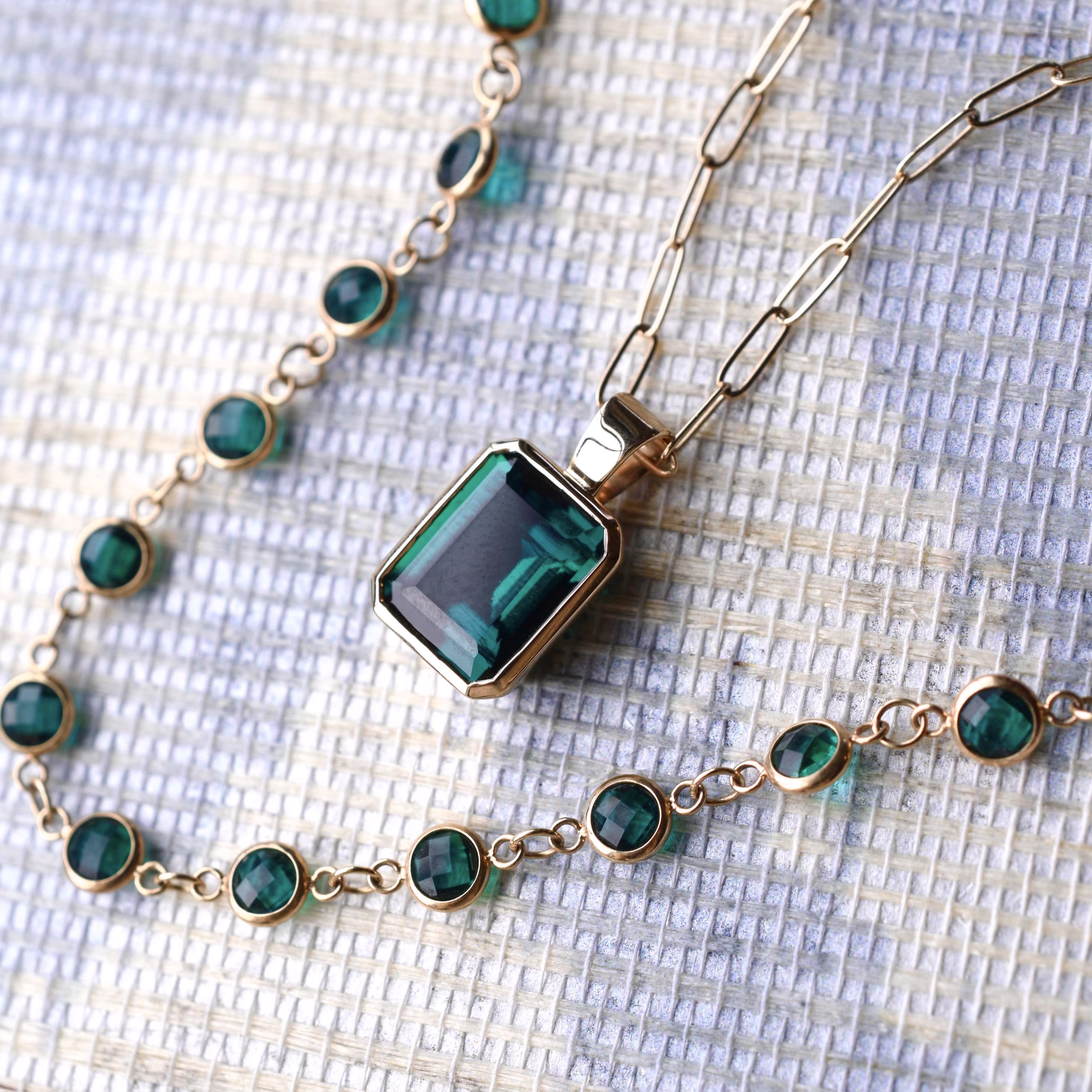 Warren Emerald Pendant in 14k Gold (May) - Image 7