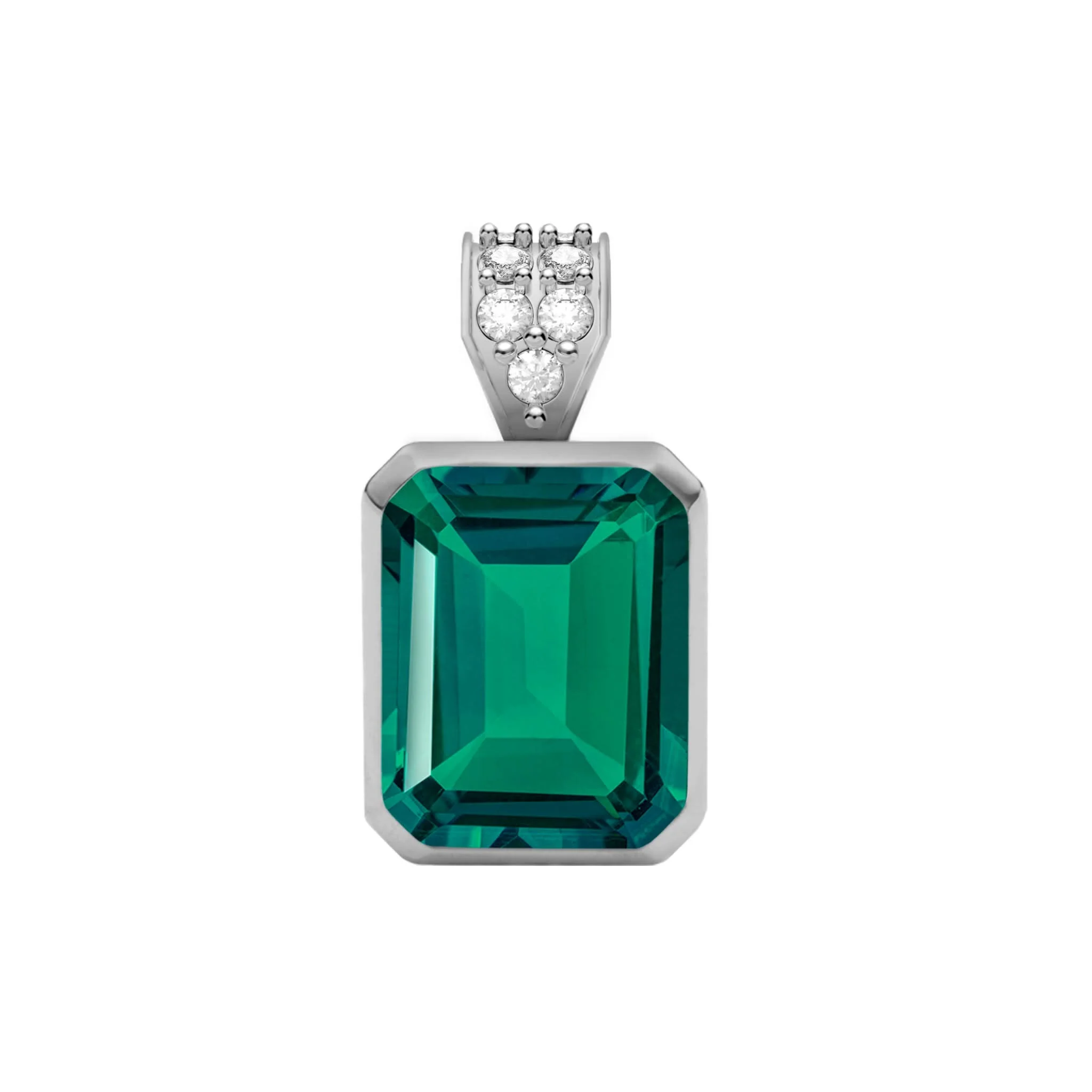 Warren Emerald Pendant with Diamond Bail in 14k Gold (May) - Image 5