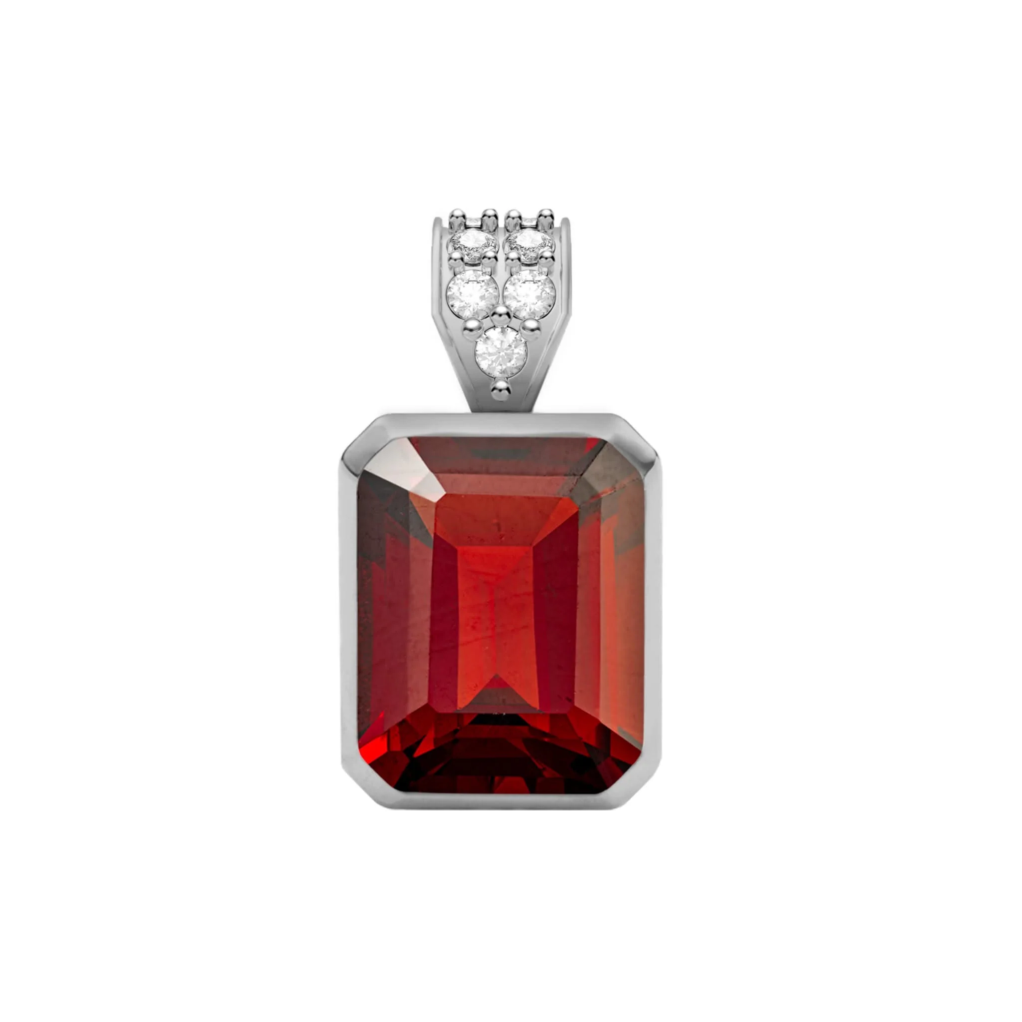 Warren Garnet Pendant with Diamond Bail in 14k Gold (January) - Image 5