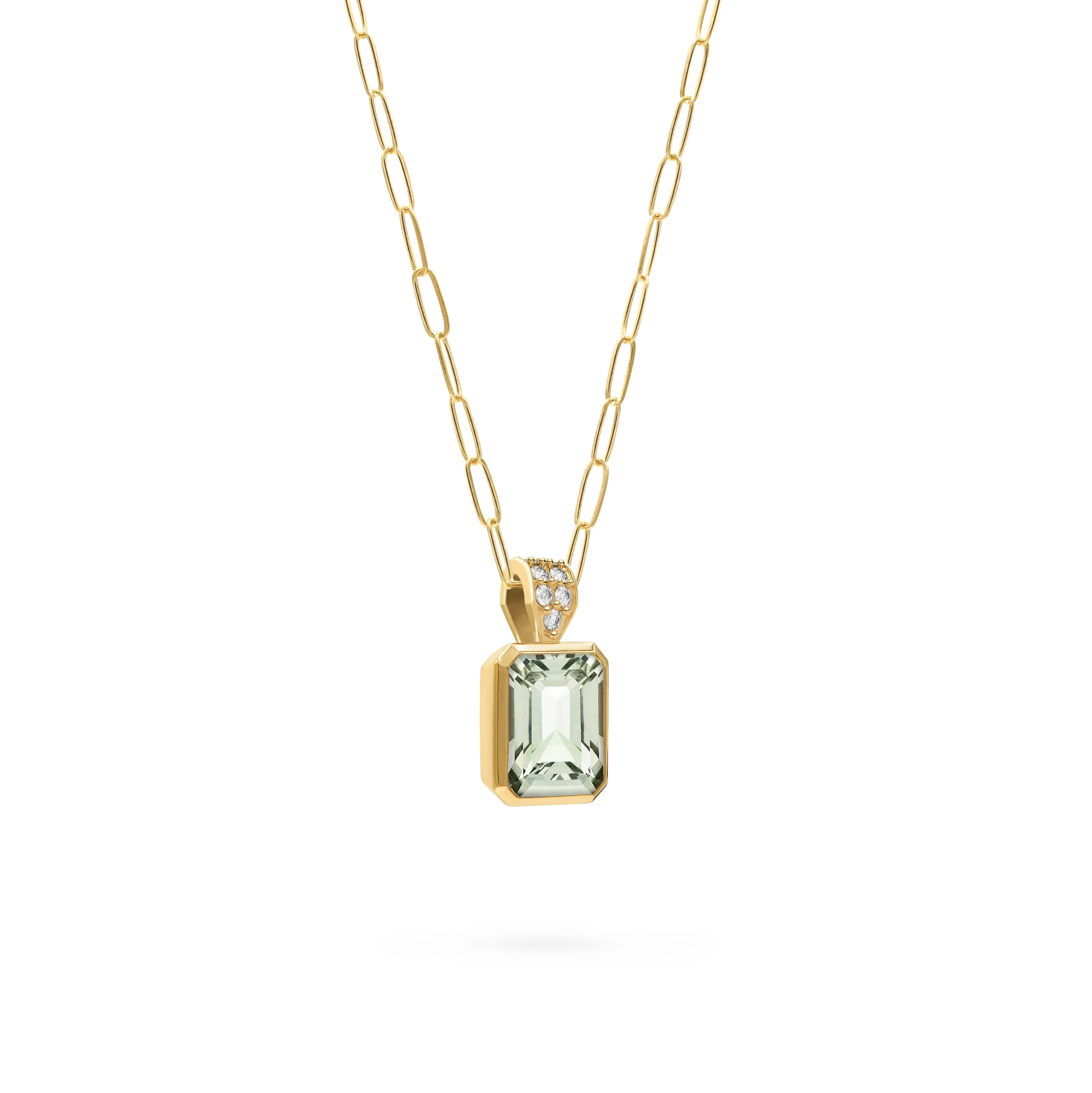 Warren Green Amethyst Pendant with Diamond Bail in 14k Gold (February) - Image 4