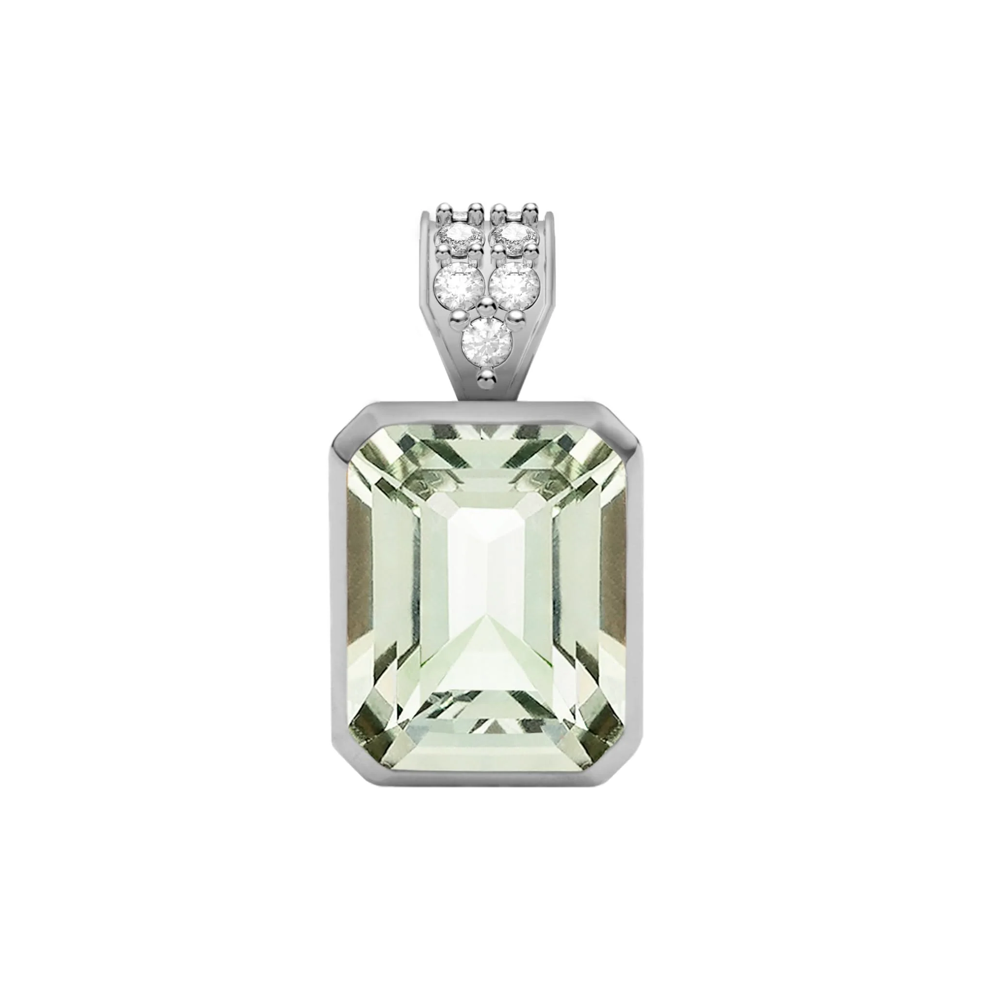 Warren Green Amethyst Pendant with Diamond Bail in 14k Gold (February) - Image 5