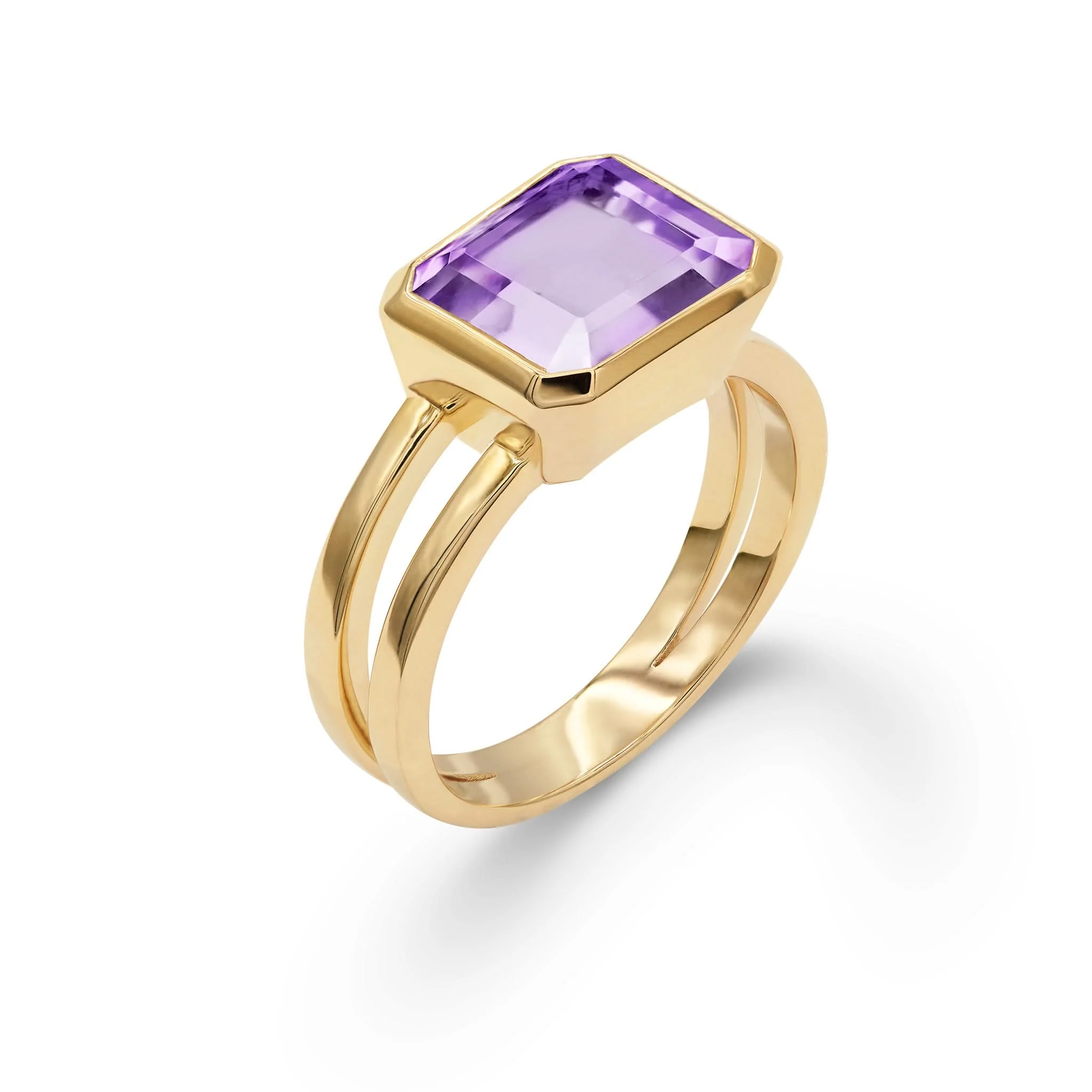 Warren Horizontal Amethyst Ring in 14k Gold (February) - Image 5