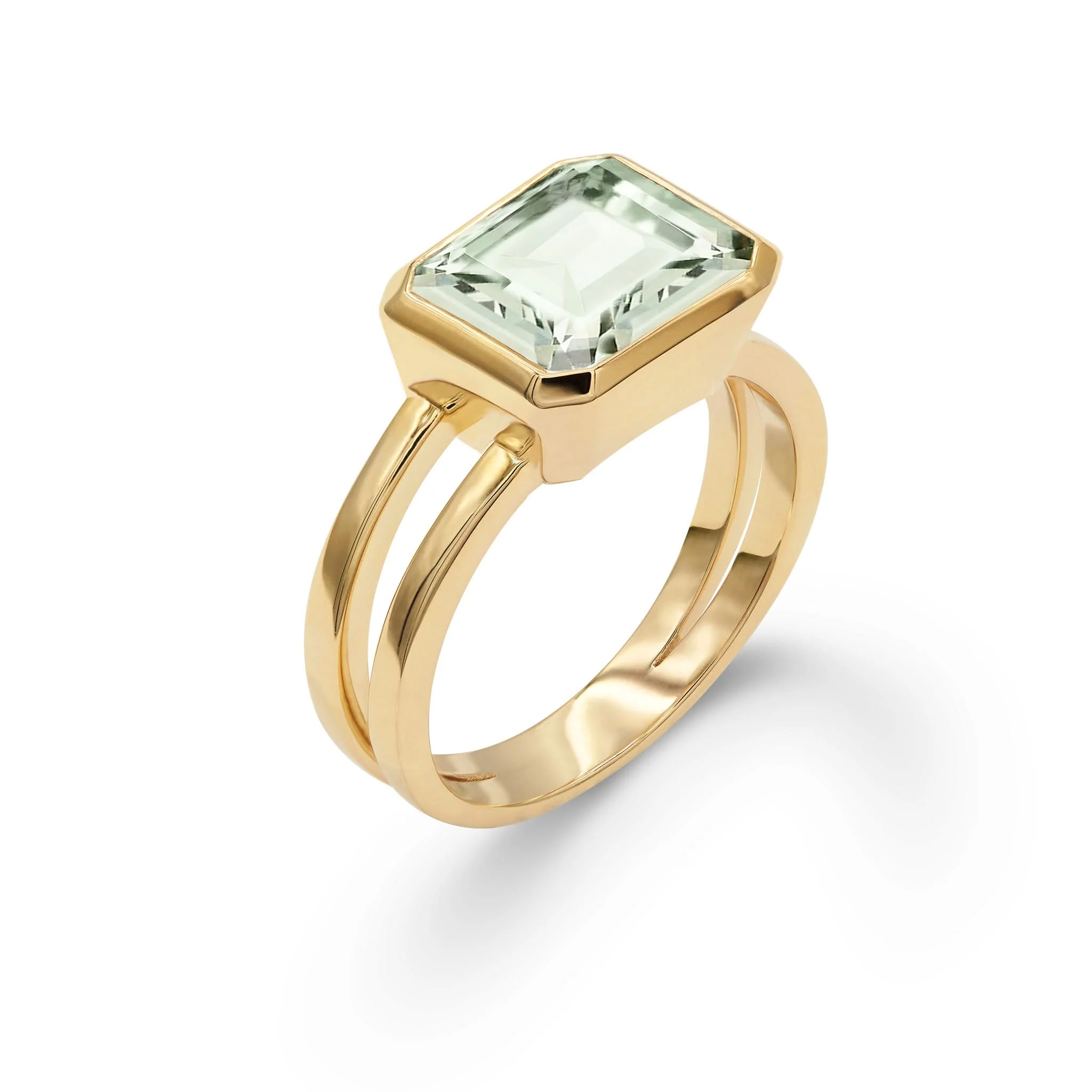 Warren Horizontal Green Amethyst Ring in 14k Gold (February) - Image 4