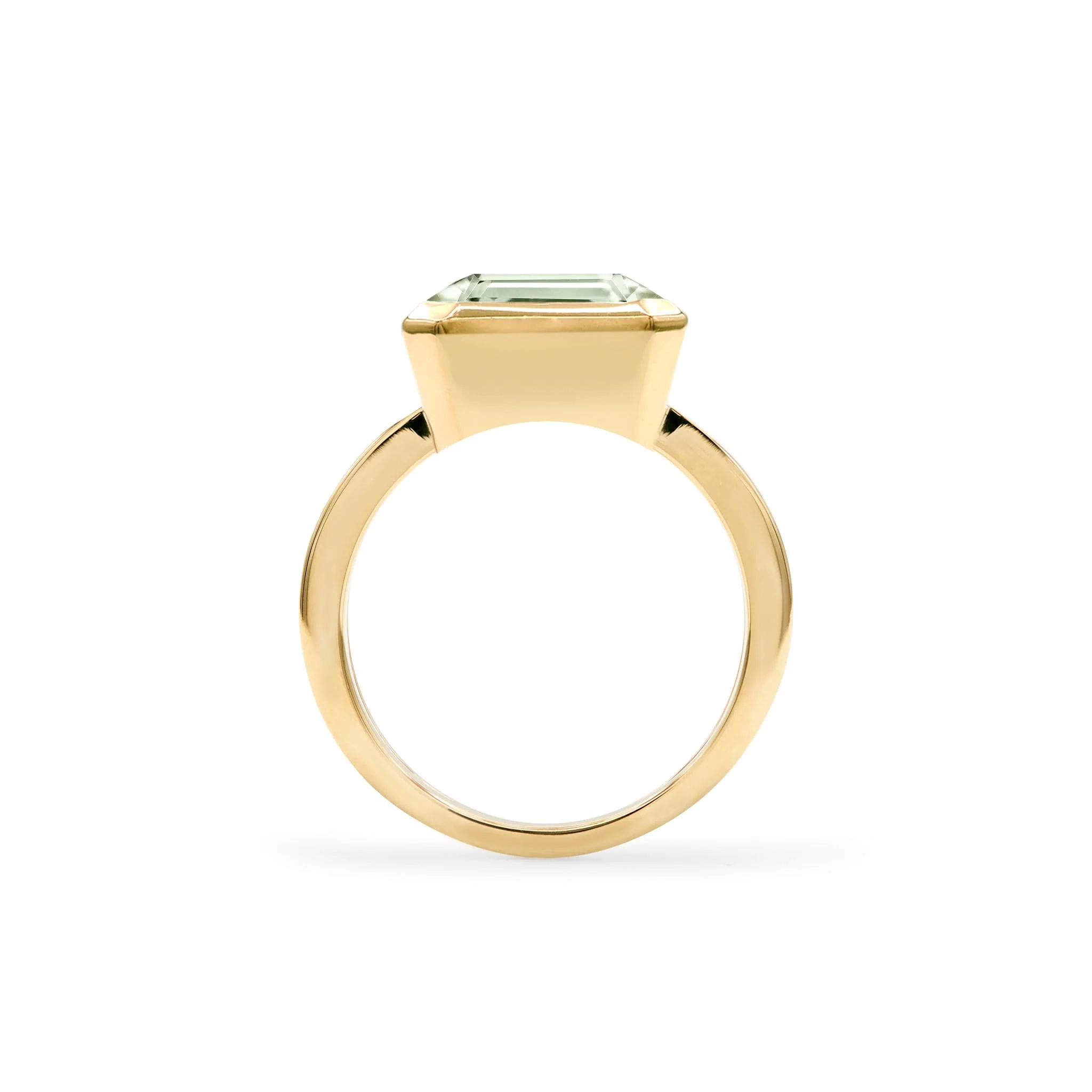 Warren Horizontal Green Amethyst Ring in 14k Gold (February) - Image 5
