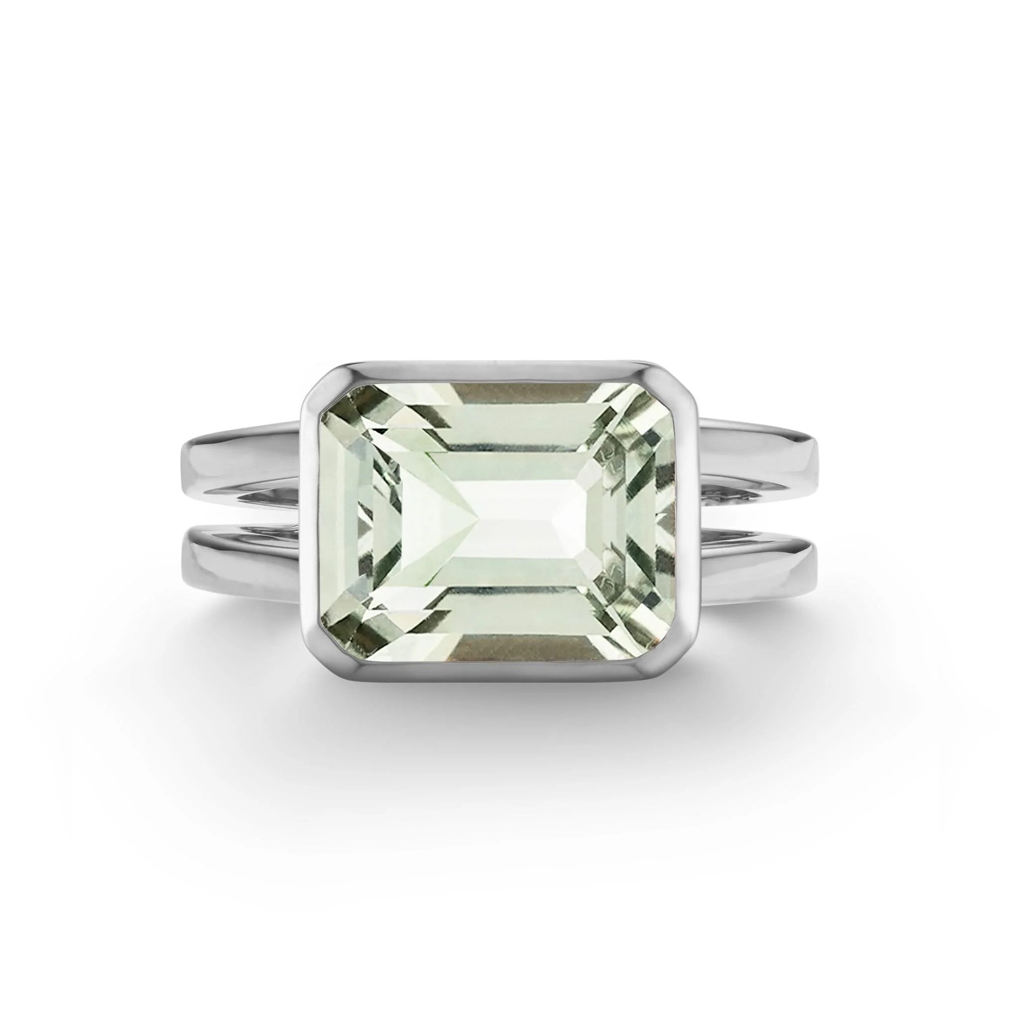 Warren Horizontal Green Amethyst Ring in 14k Gold (February) - Image 7