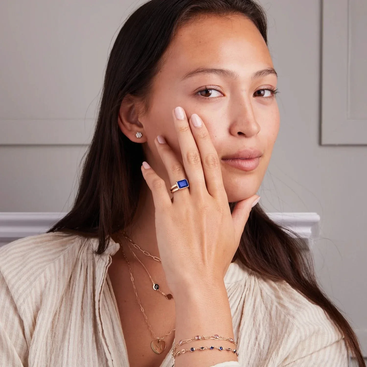 Warren Horizontal Lapis Ring in 14k Gold (September) - Image 3