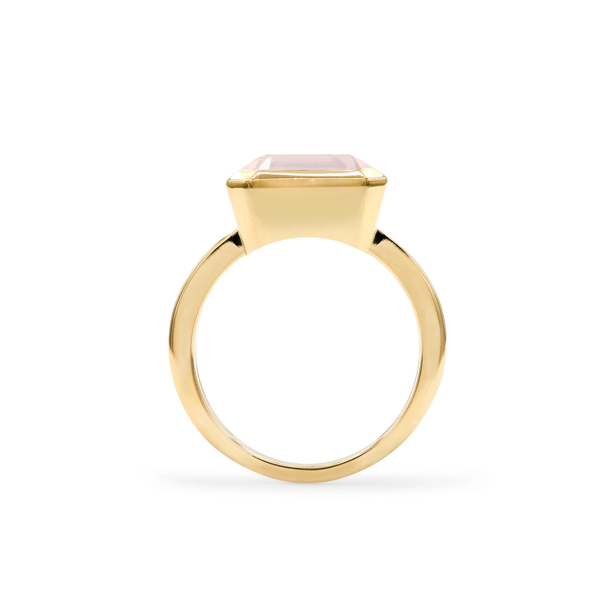 Warren Horizontal Rose Quartz Ring in 14k Gold (October) - Image 4