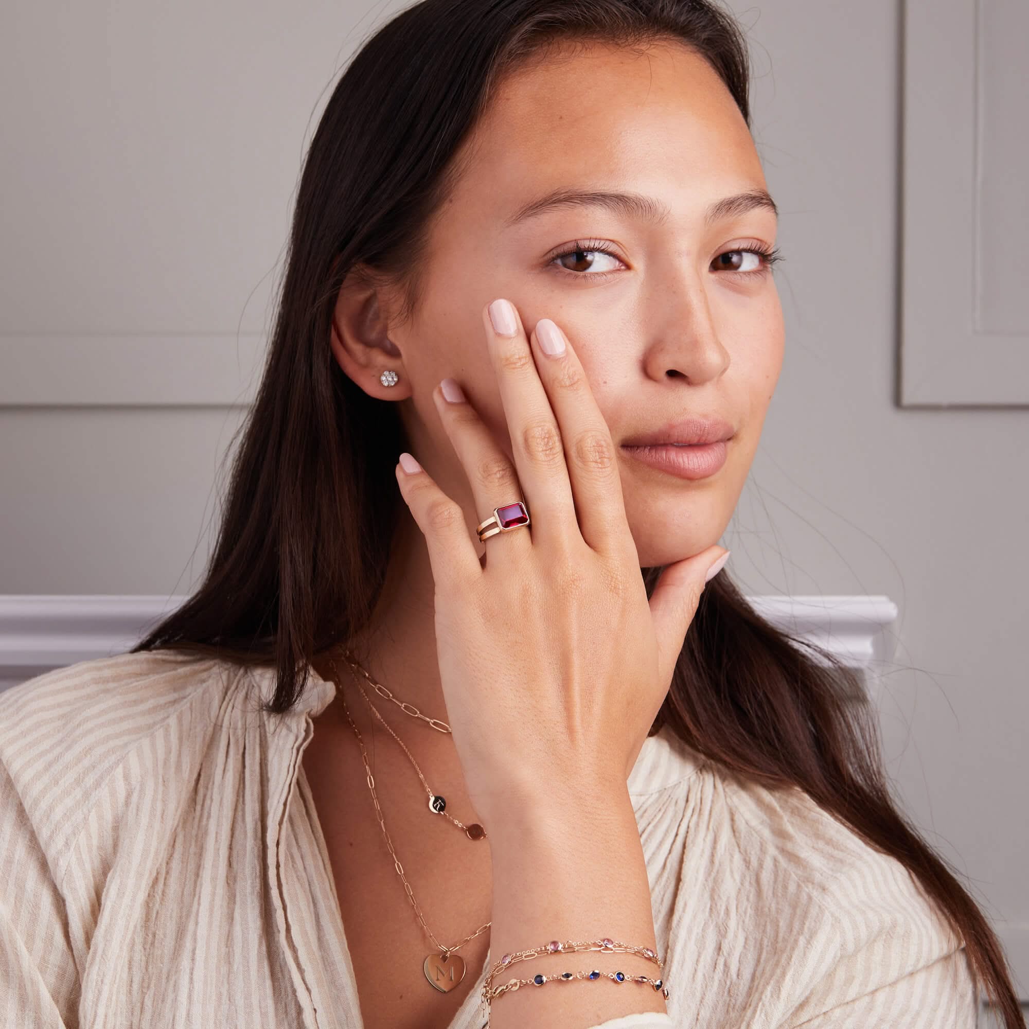 Warren Horizontal Ruby Ring in 14k Gold (July) - Image 2