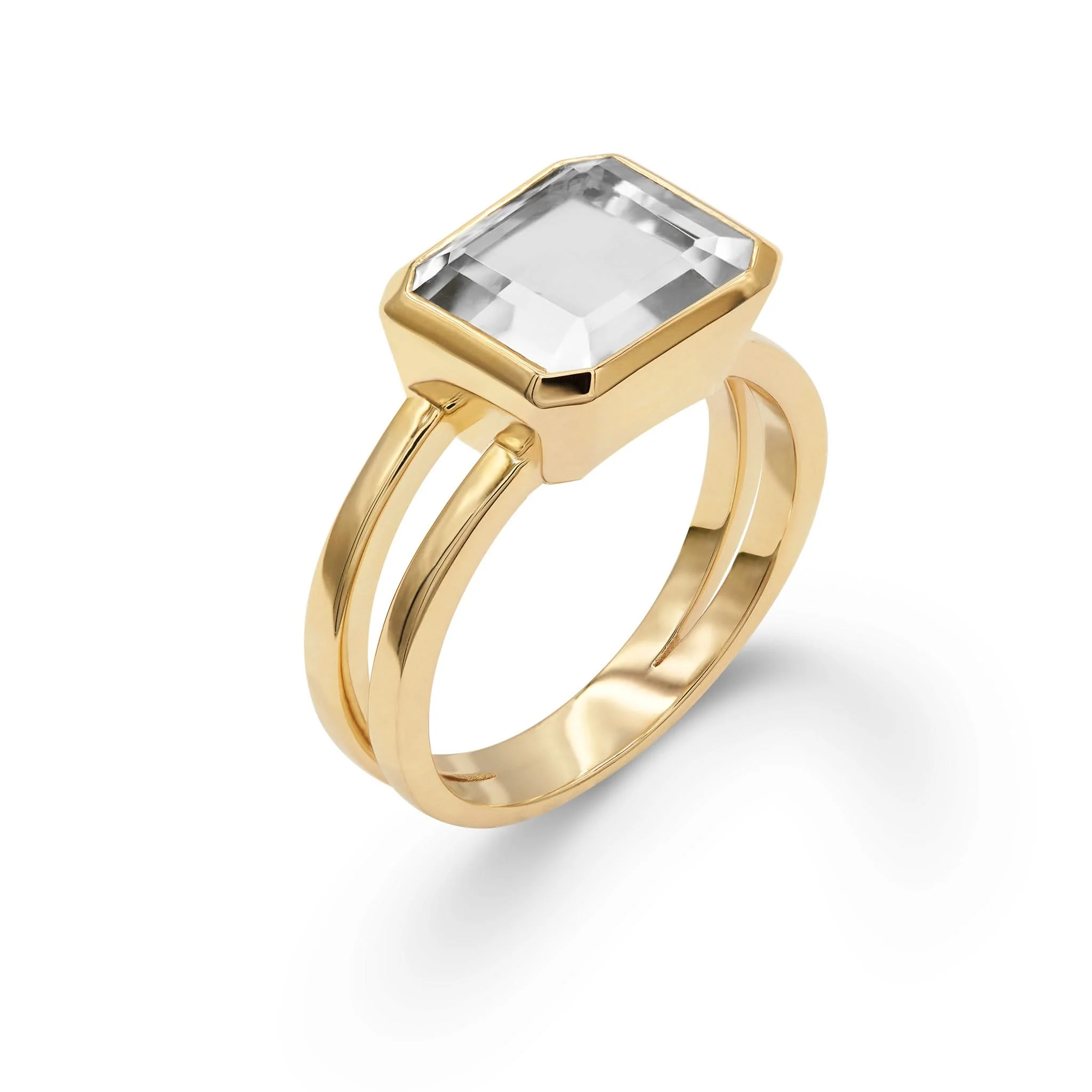 Warren Horizontal White Topaz Ring in 14k Gold (April) - Image 4