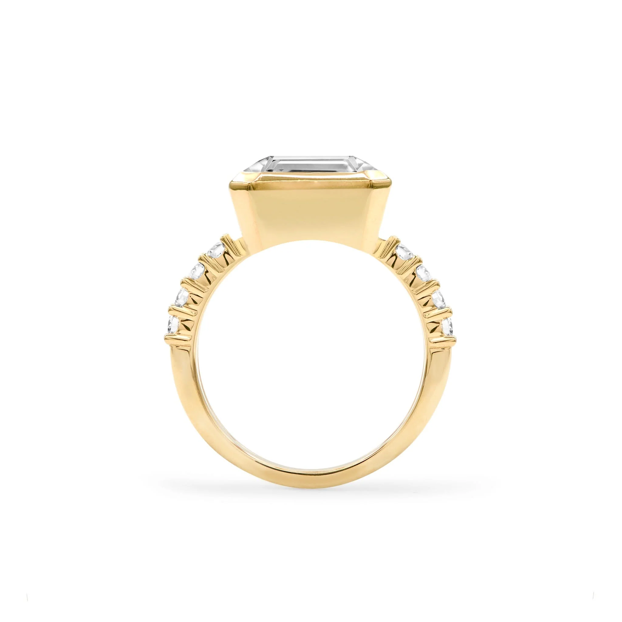 Warren Horizontal White Topaz Ring with Diamonds in 14k Gold (April) - Image 5