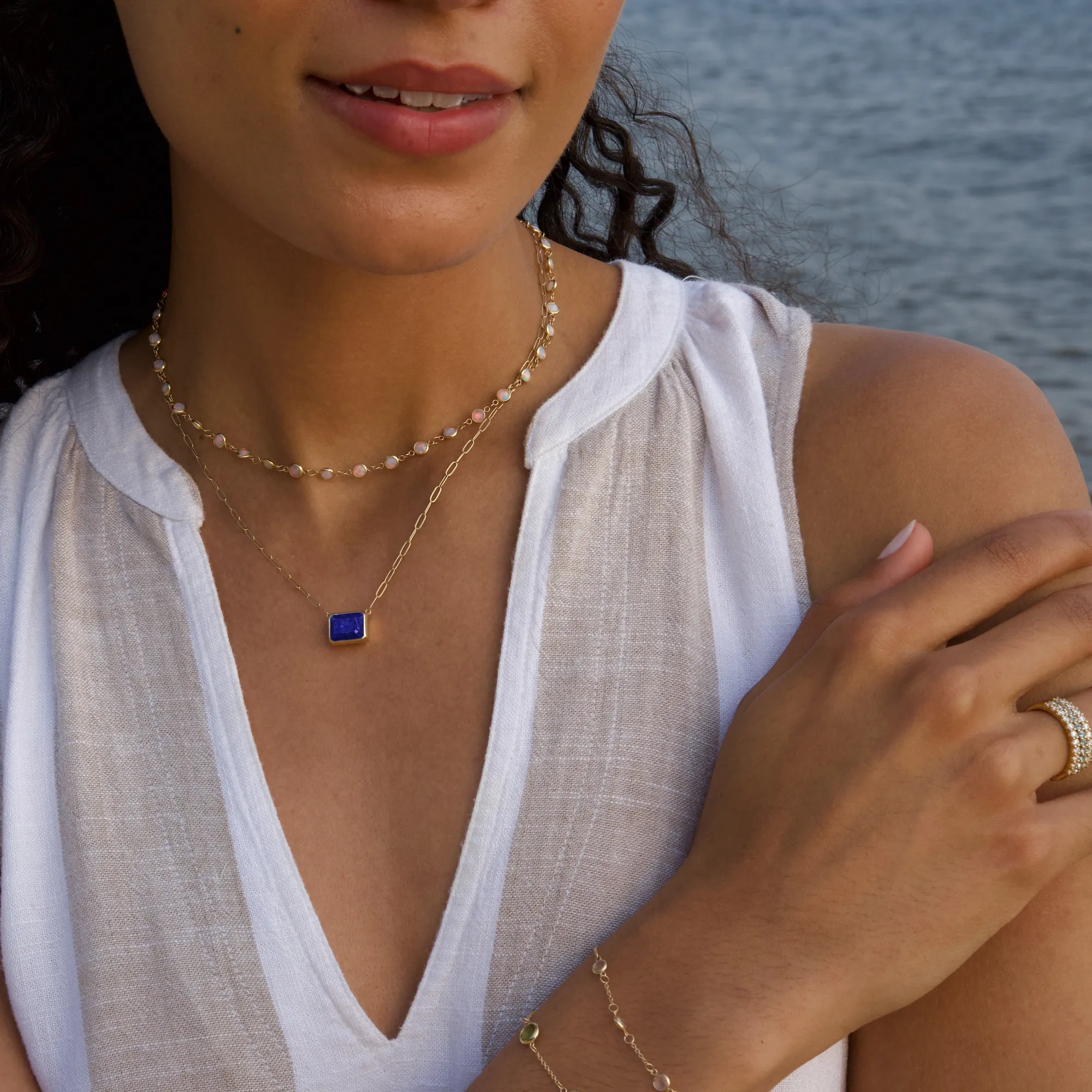 Warren Lapis Necklace on Adelaide Mini Chain in 14k Gold (September) - Image 2