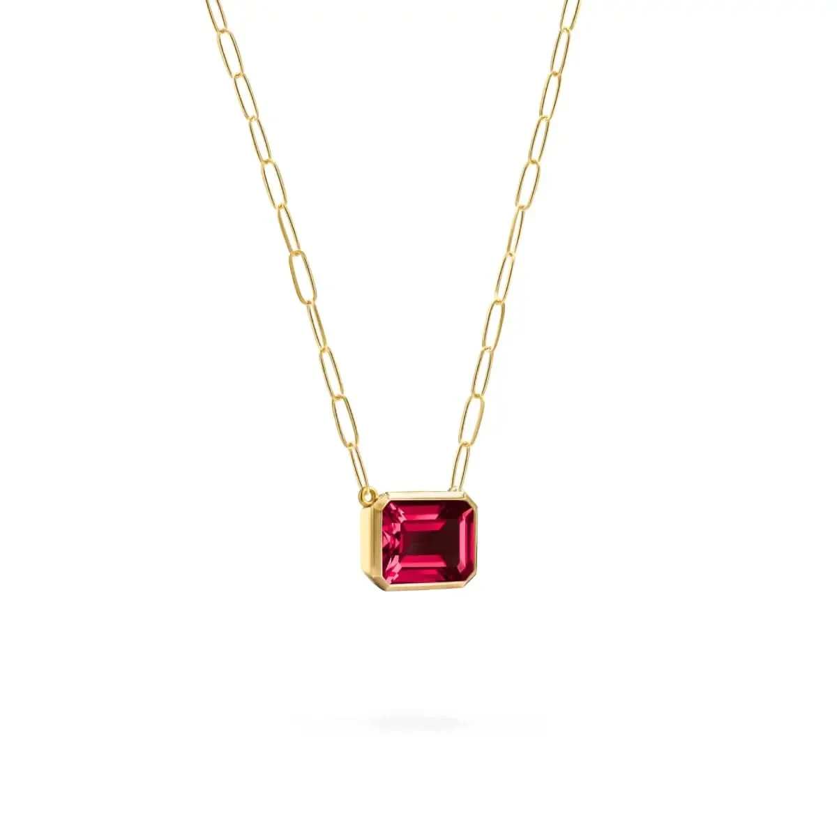 Warren Ruby Necklace on Adelaide Mini Chain in 14k Gold (July) - Image 4