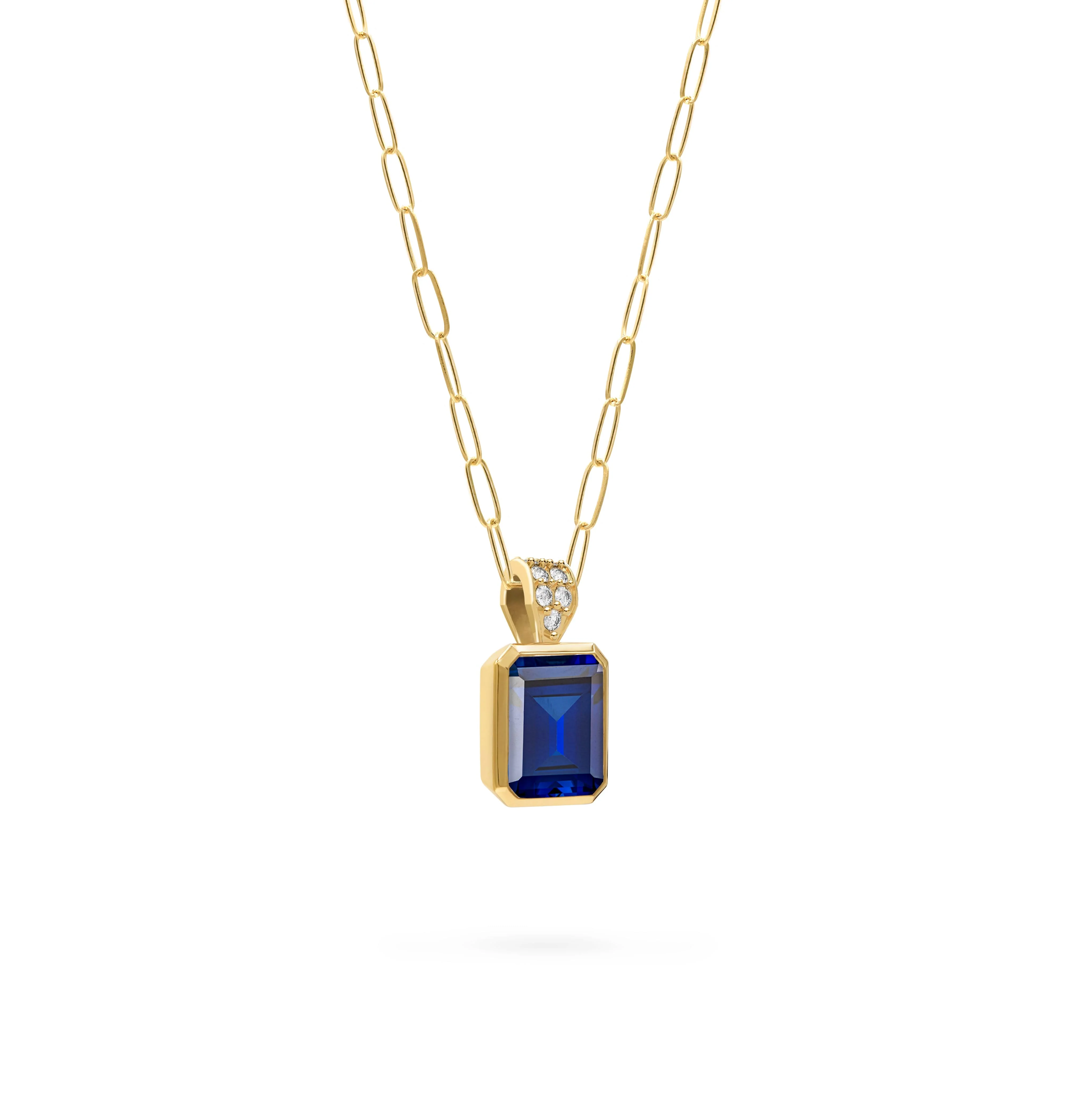 Warren Sapphire Pendant with Diamond Bail in 14k Gold (September) - Image 4