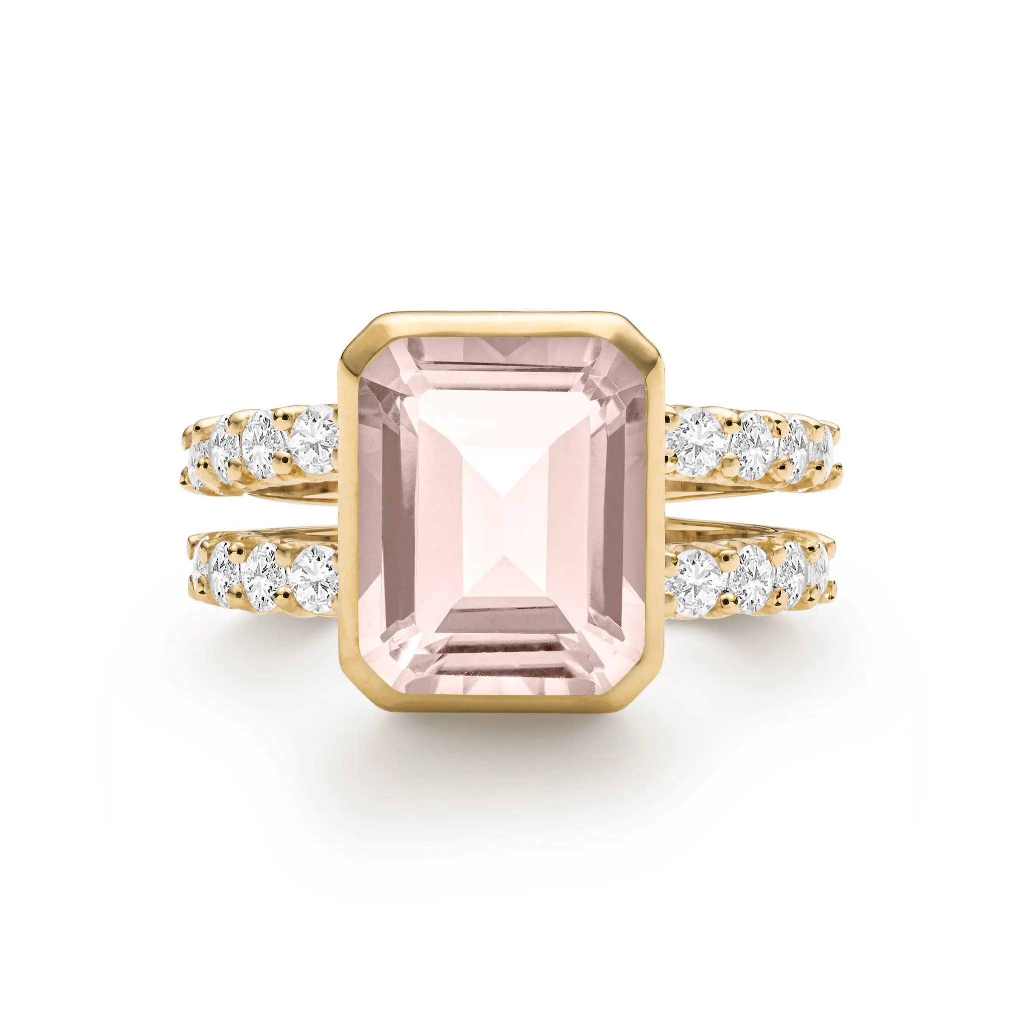 Warren Vertical Blush Sapphire Ring with Diamonds in 14k Gold (October)